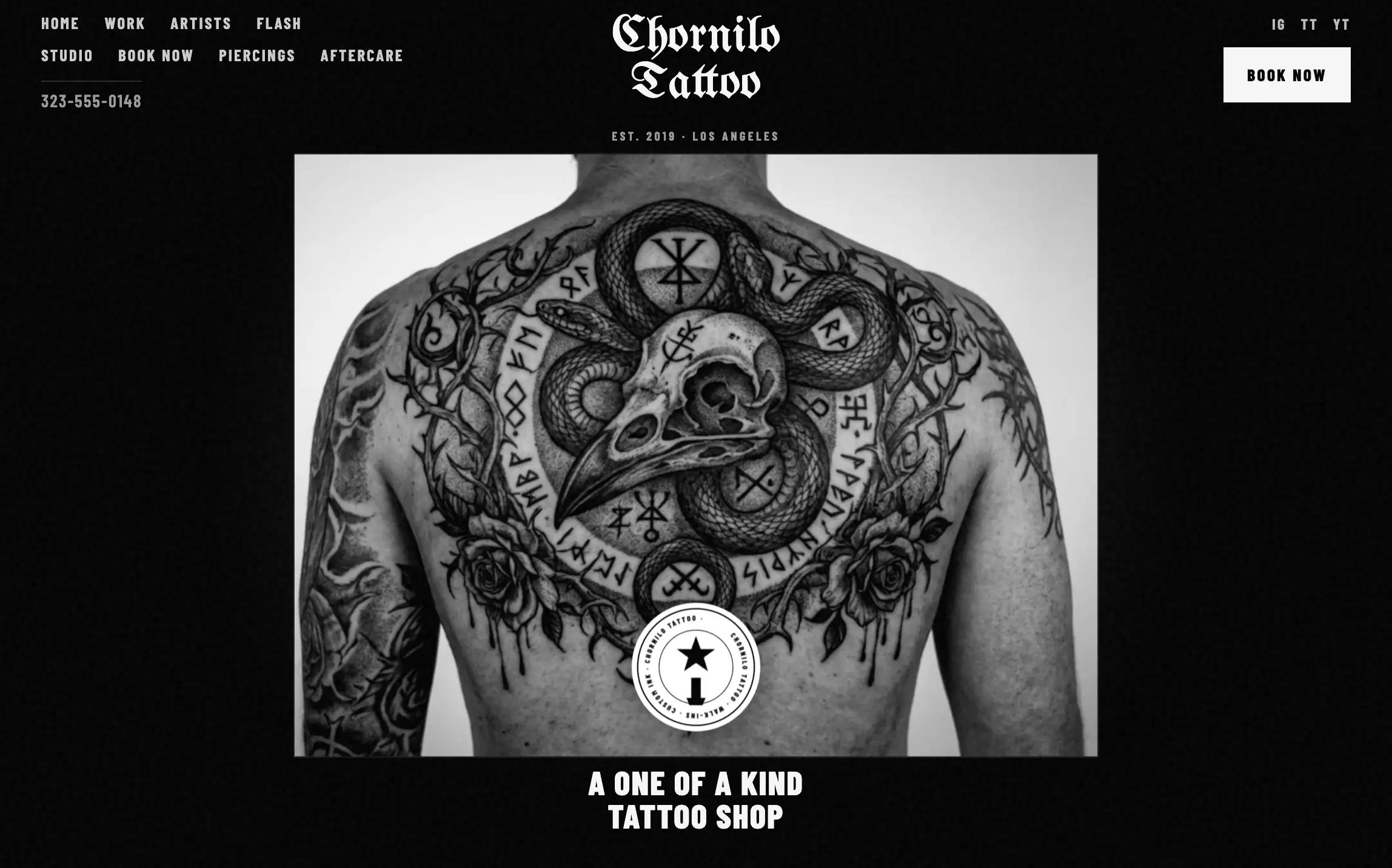 Custom tattoo shop website design by Digital Ink