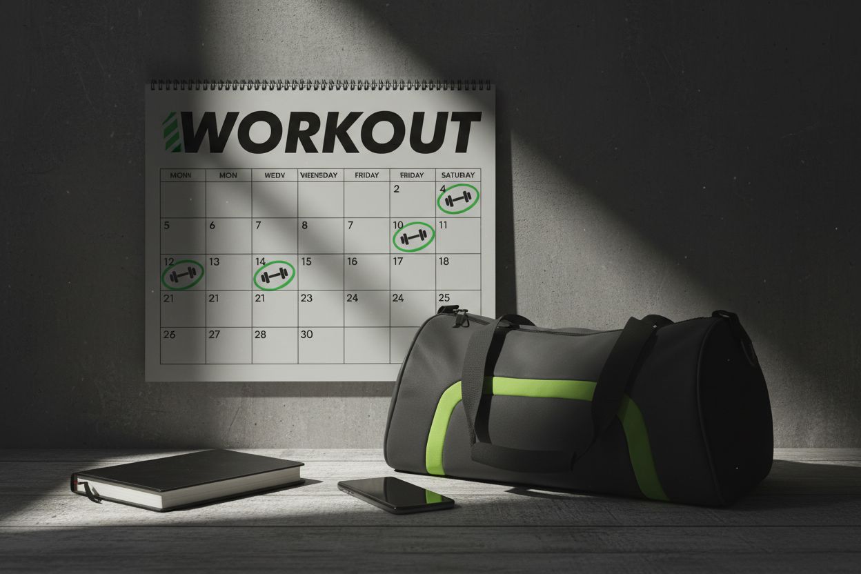 Workout days marked on a calendar