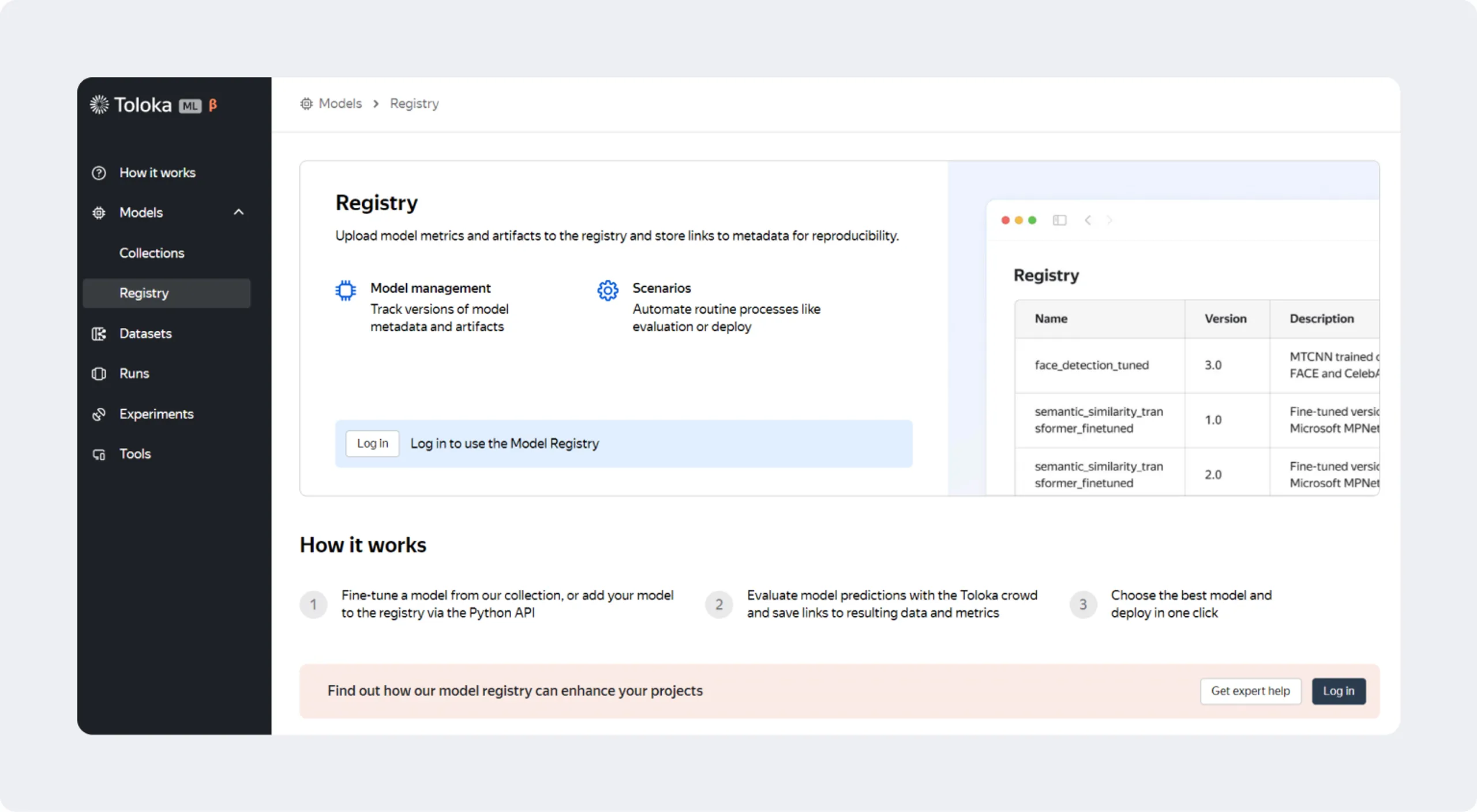 apply the trained model to a dataset offline or deploy the model as a service on Toloka and access it via API for inference in your application.