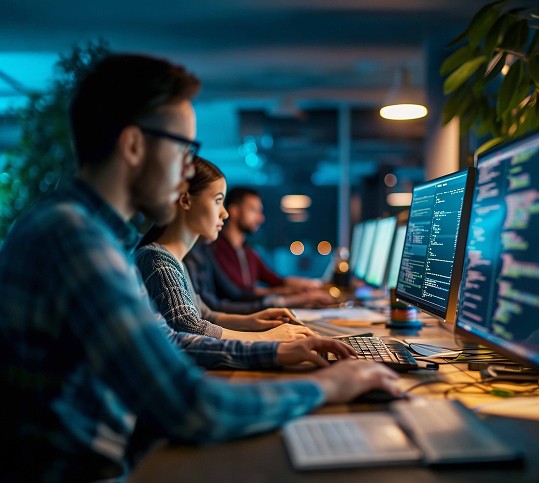 A group of young devlepers working