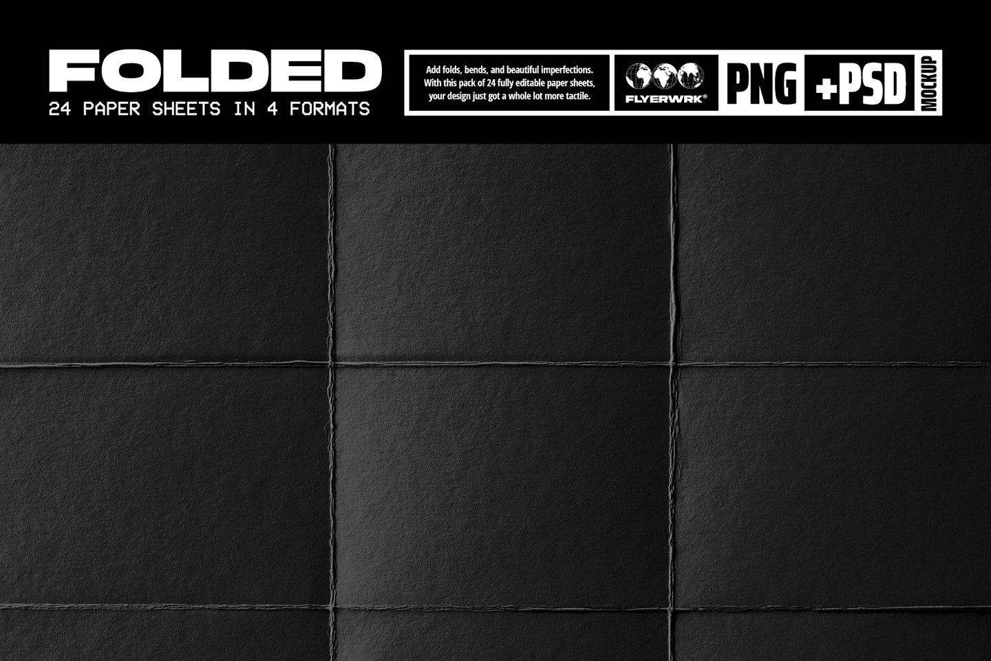 Folded paper sheets texture featuring highly detailed creases and realistic paper surface imperfections for vintage designs