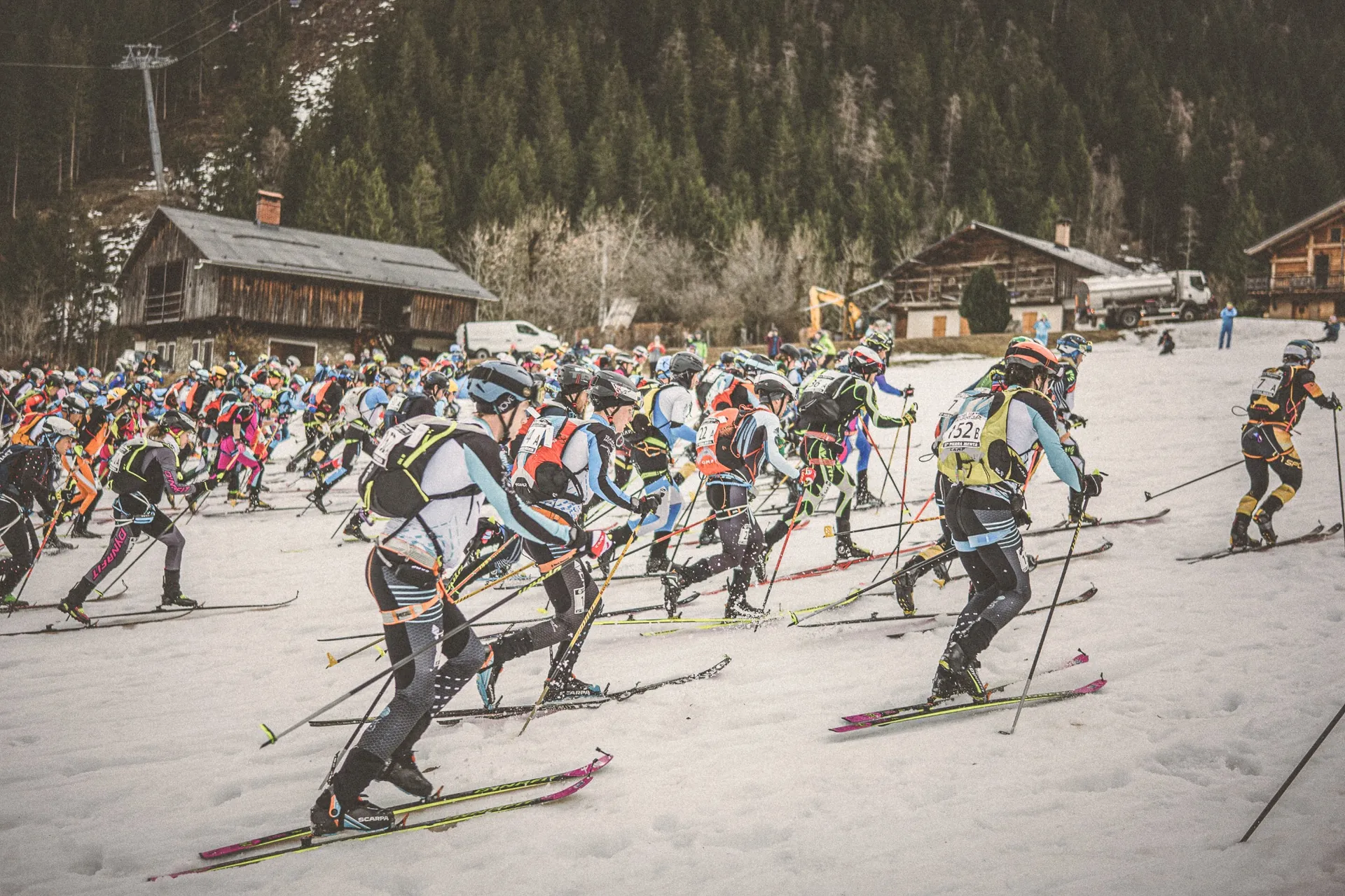 Pierra Menta 2023 start thumbnail - skiers launching onto the snow, coverage by Outdoor Perspectives