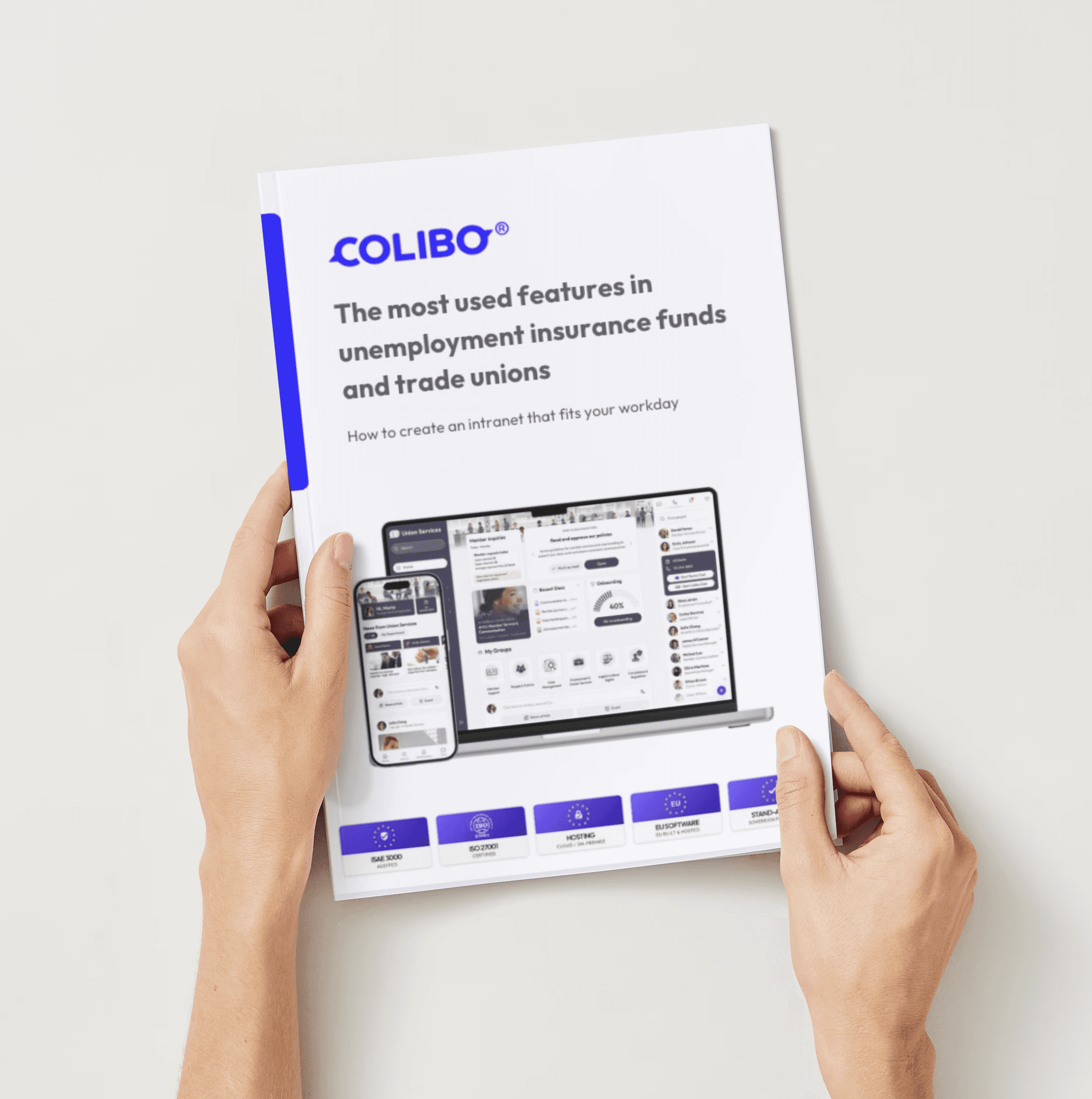 Skærmbillede af Colibo intranet på PC pg mobil