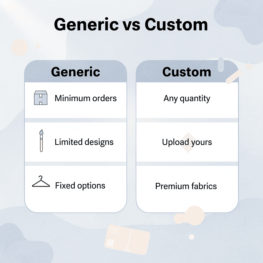 Comparison between generic and custom shirt printing options