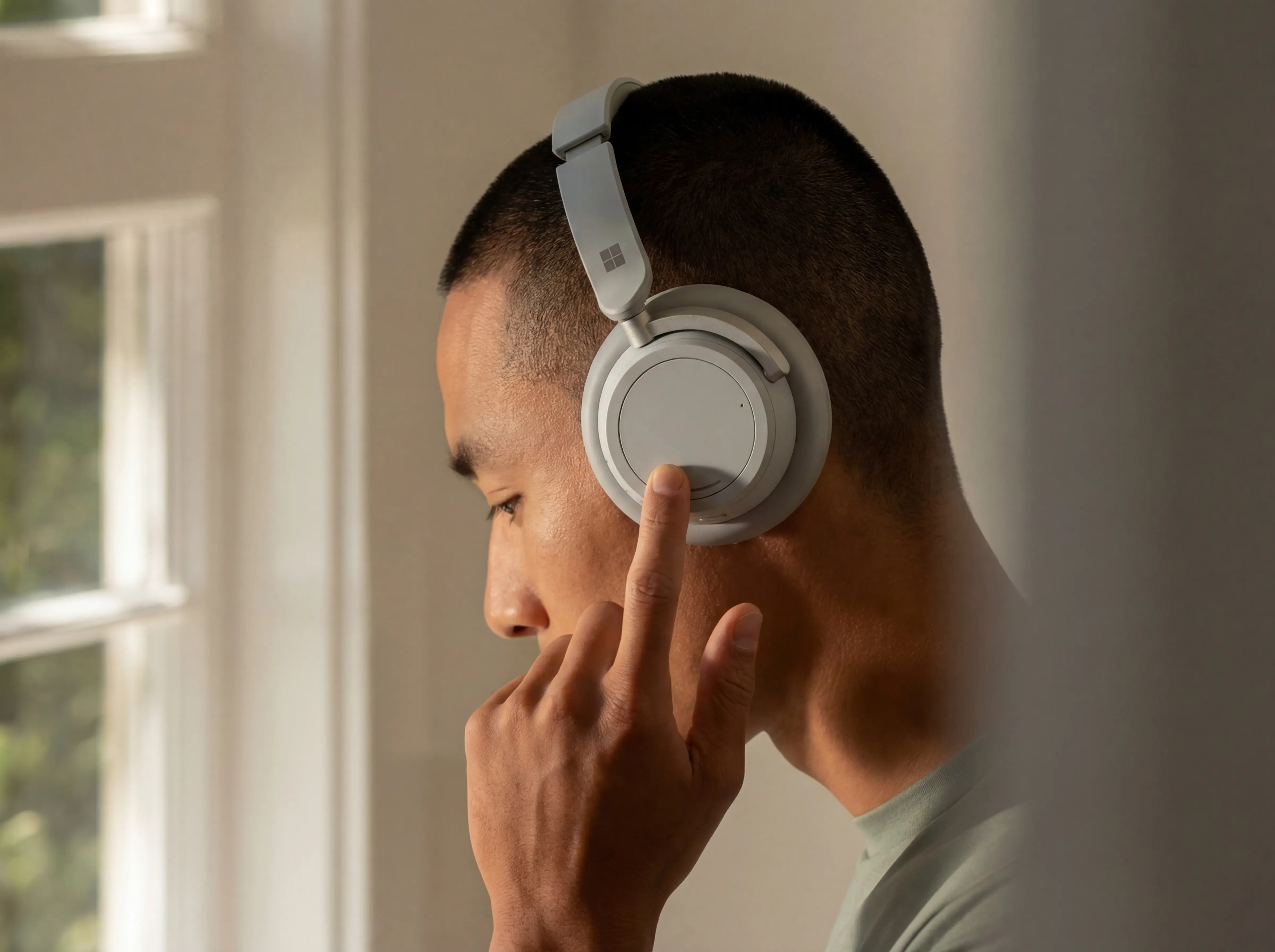 Model wearing headphones — product concept mood reference