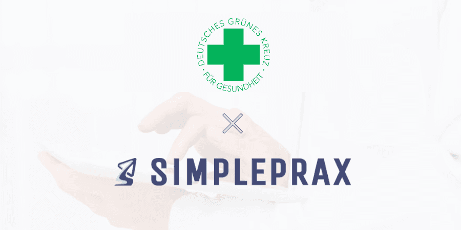 Grafik mit dem Simpleprax Logo und dem deutschen grünen Kreuz