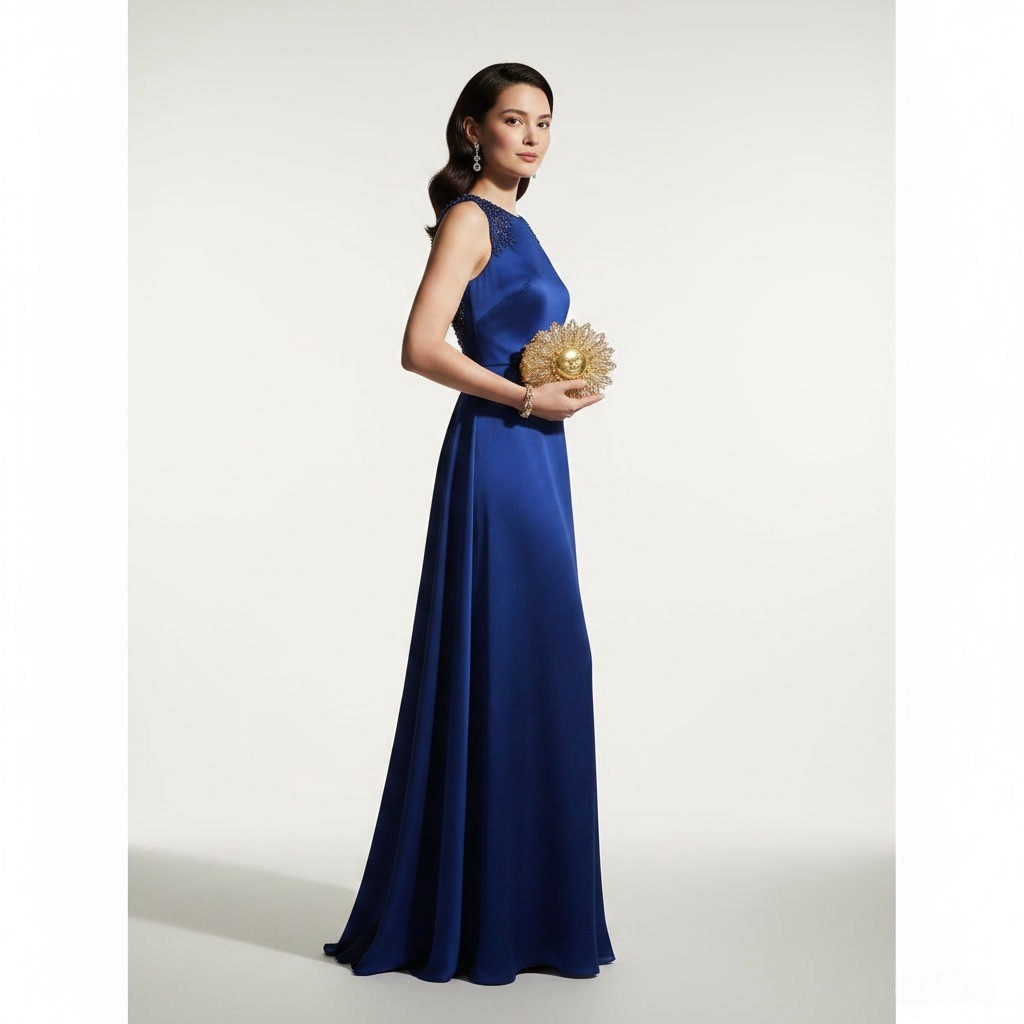 Woman wearing Radiant gold and pearl clutch