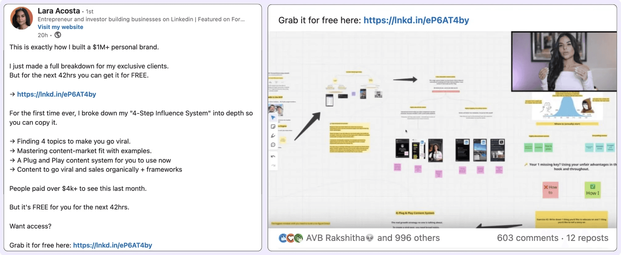A screenshot of a LinkedIn user explaining and promiting their influence system to later sell, displaying one of the ways to make money on LinkedIn
