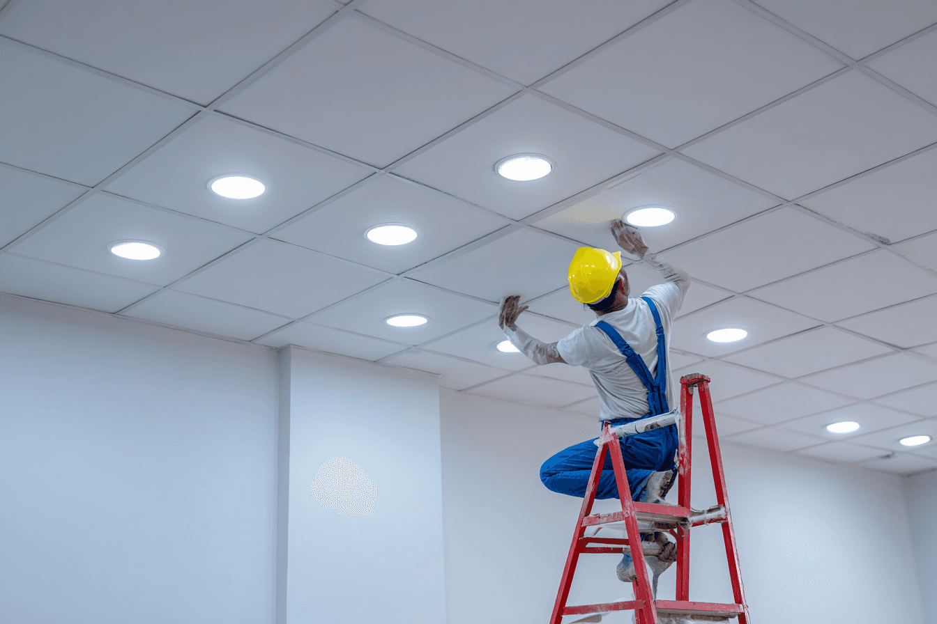 man installing lights