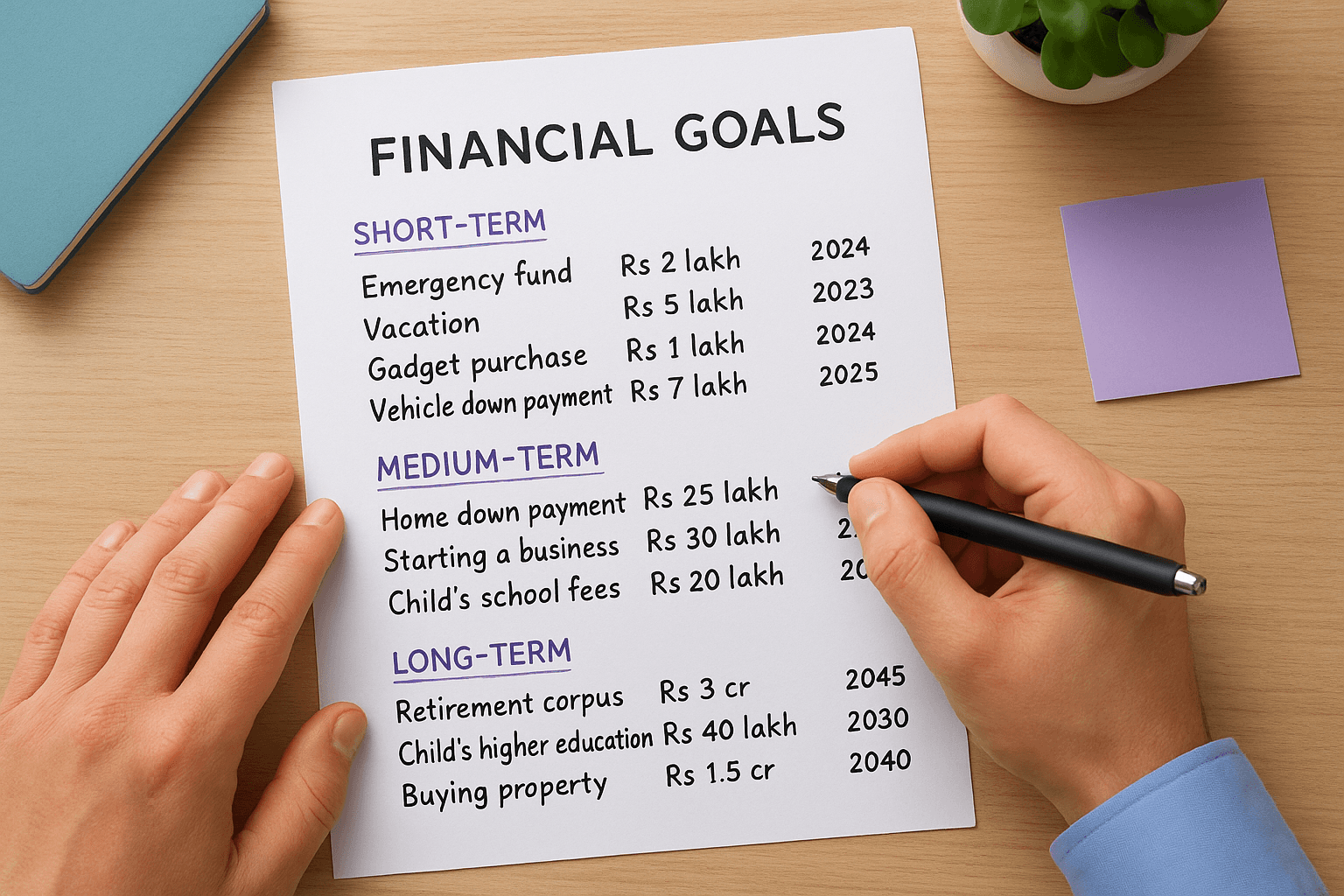 Write down specific financial goals