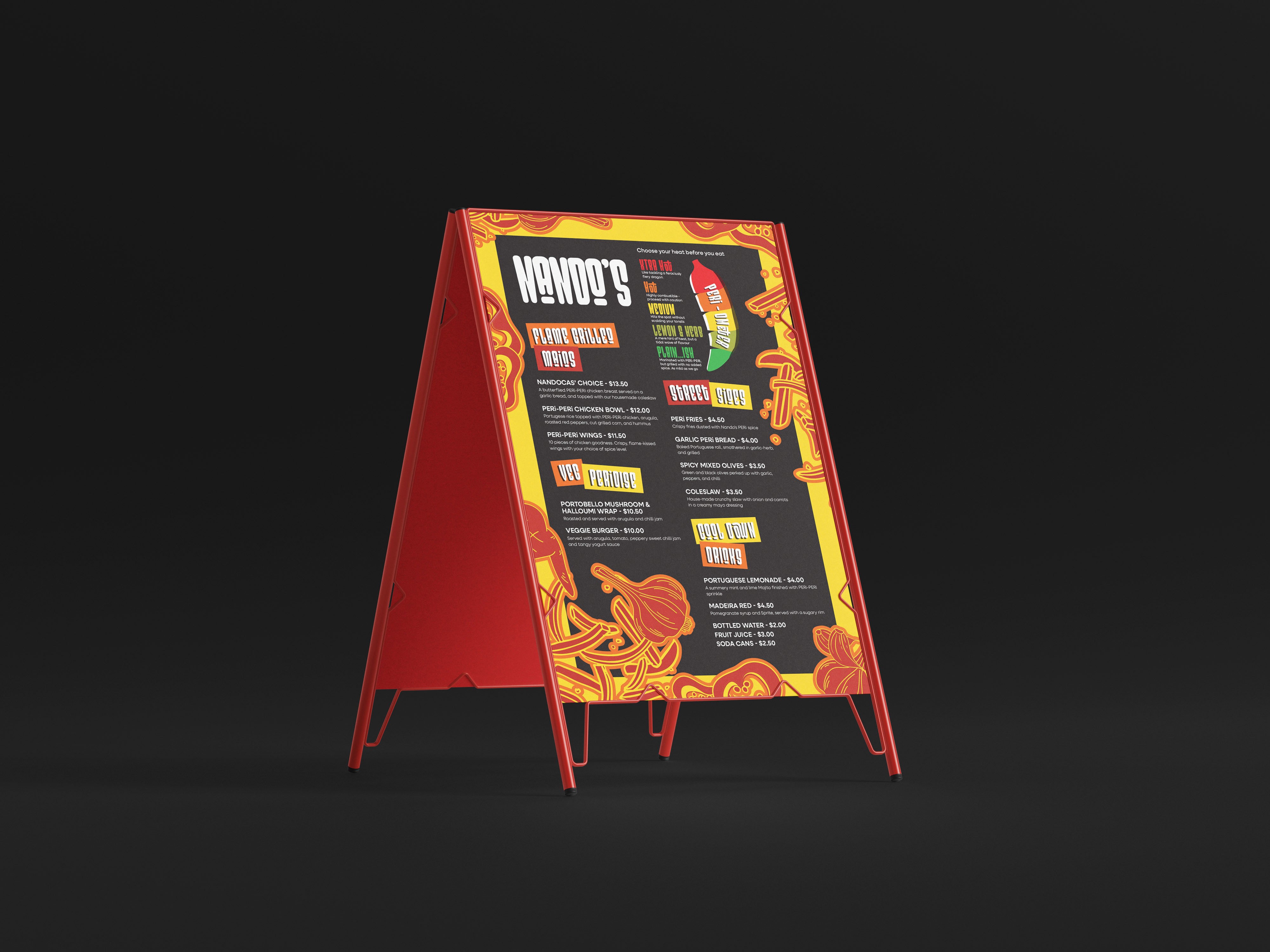 Mockup of the menu board that would go beside the food truck.