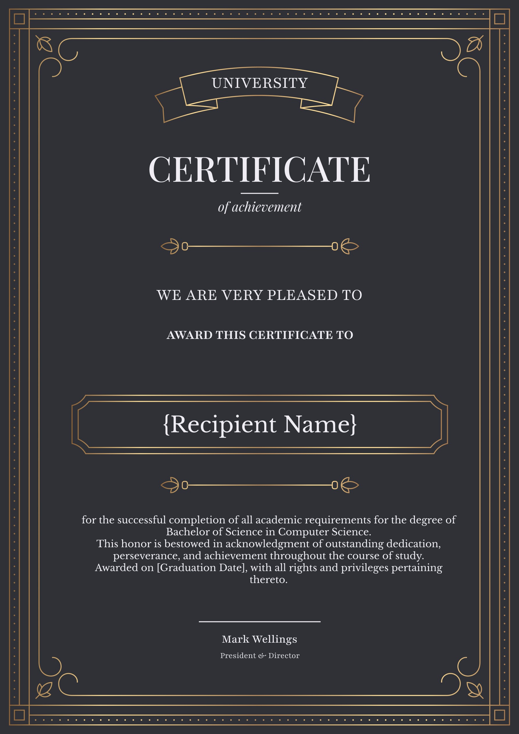 Wauld - Bold and Elegant certificate of graduation