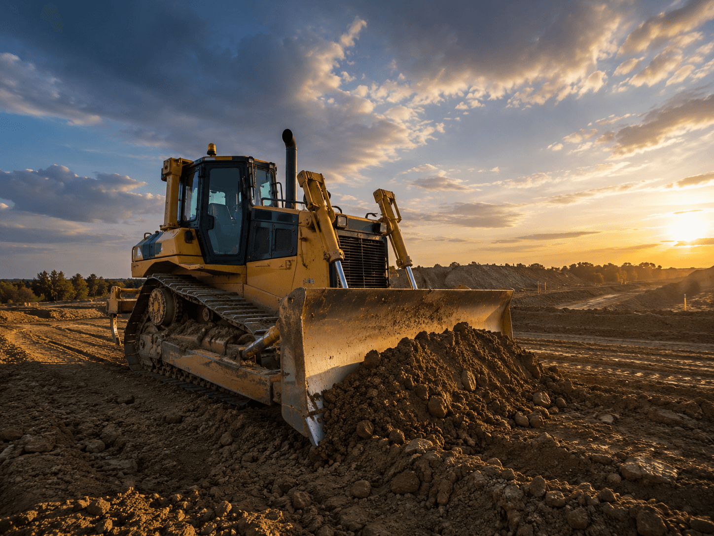 Bulldozer pushing soil on a construction site