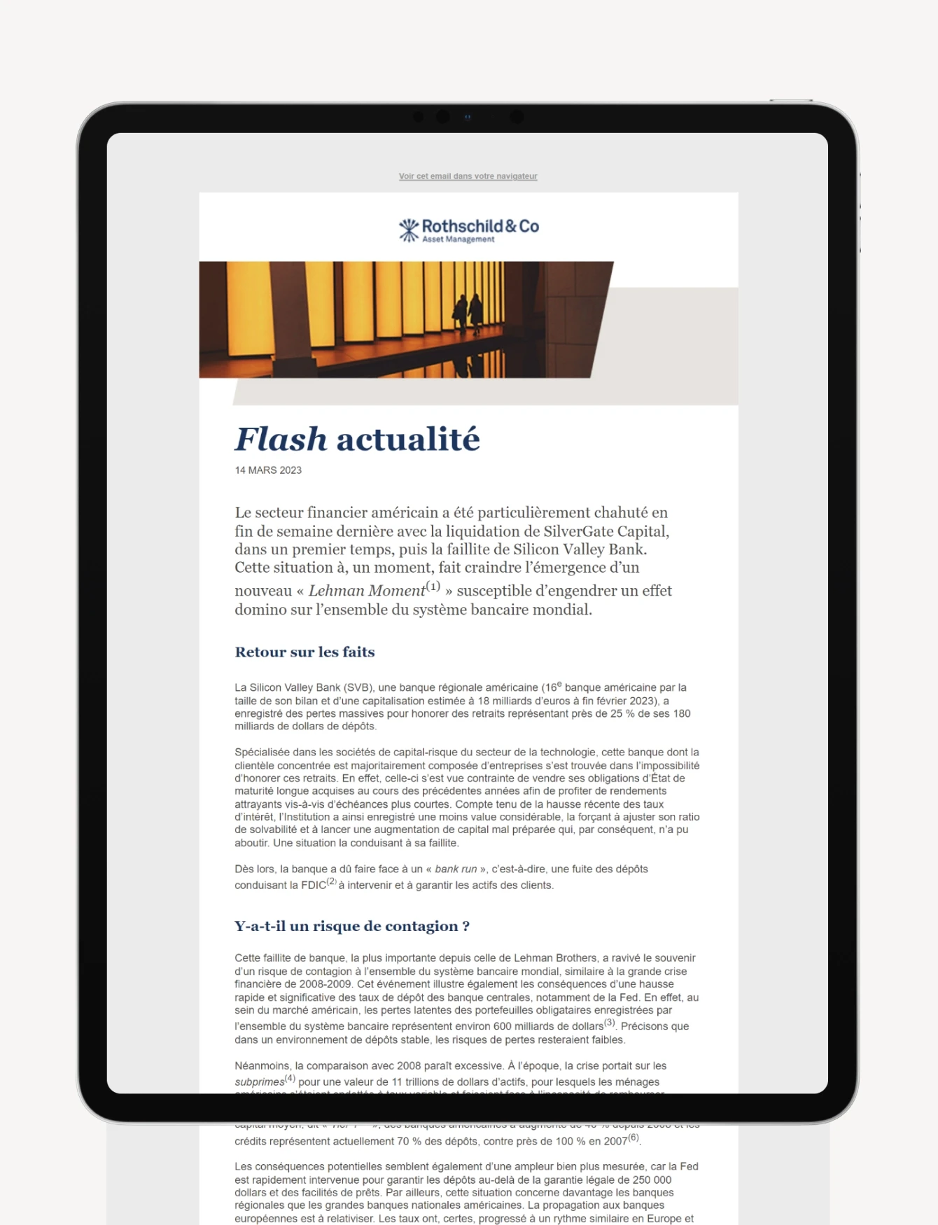 Newsletter pour Rothschild & Co Asset Management