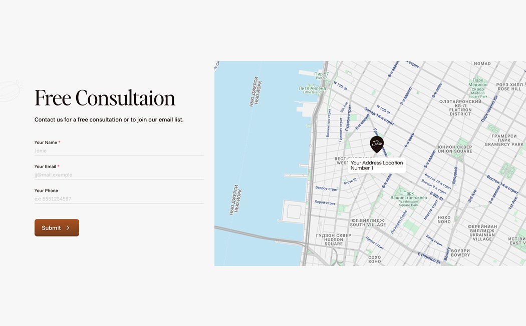 Contact us Section with map