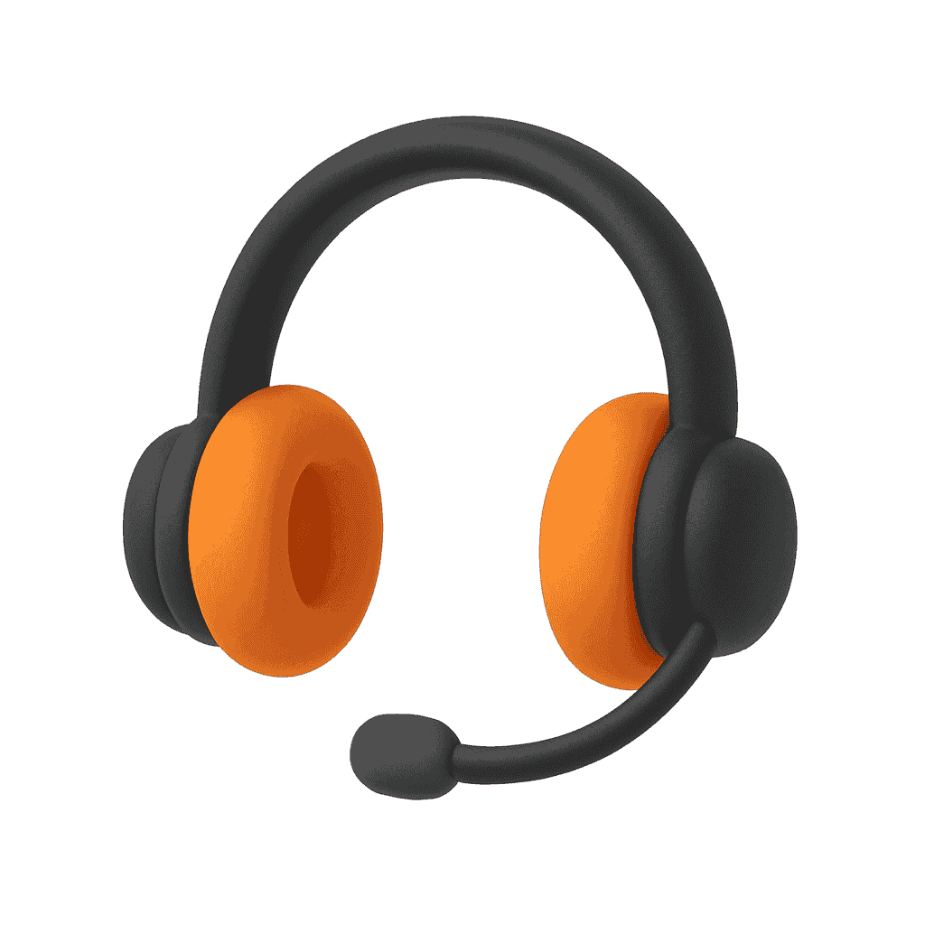 Black and orange headset with microphone