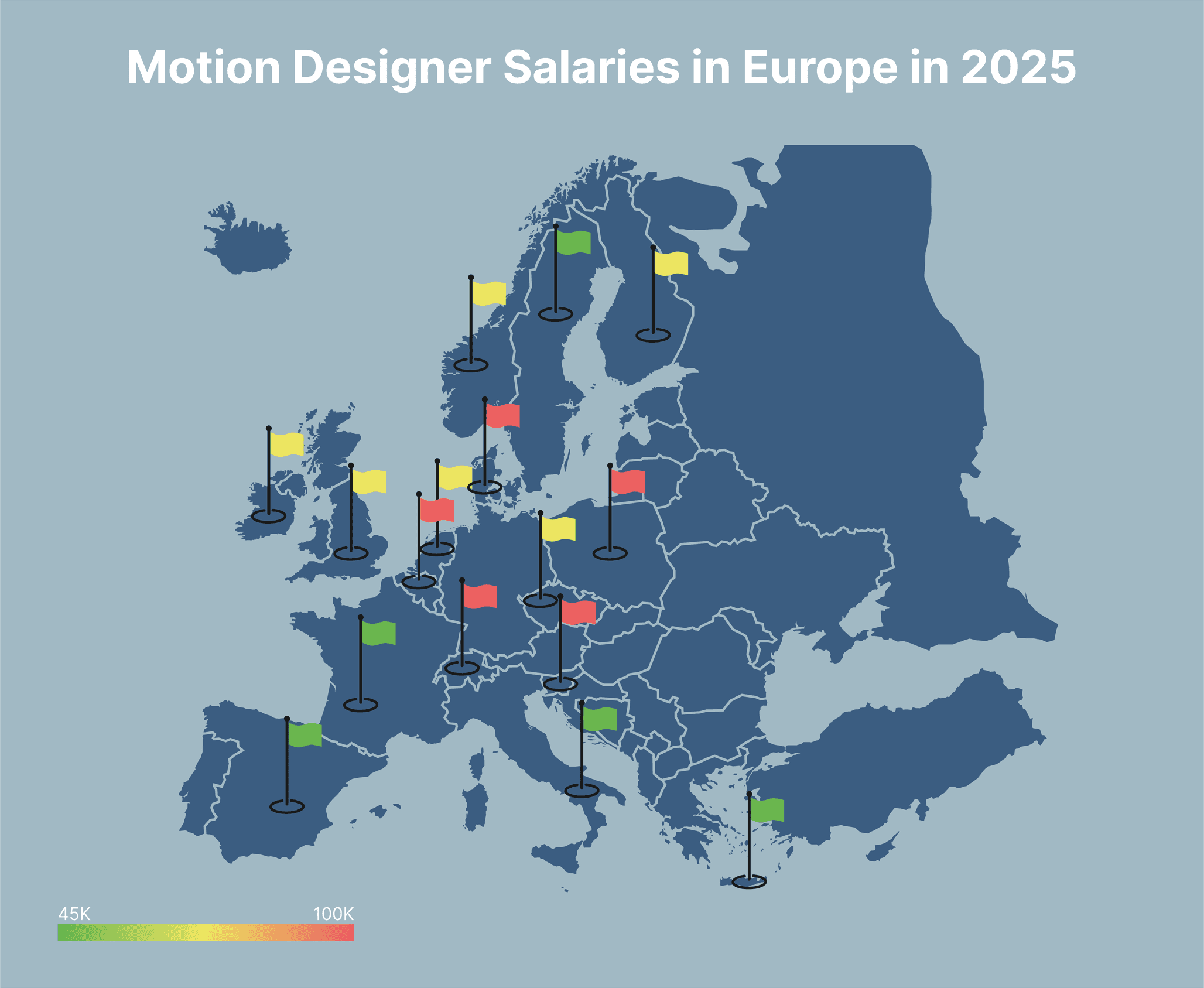  motion designer salaries Europe 2025, country‑by‑country pay map, average salary comparison, European creative industry wages.