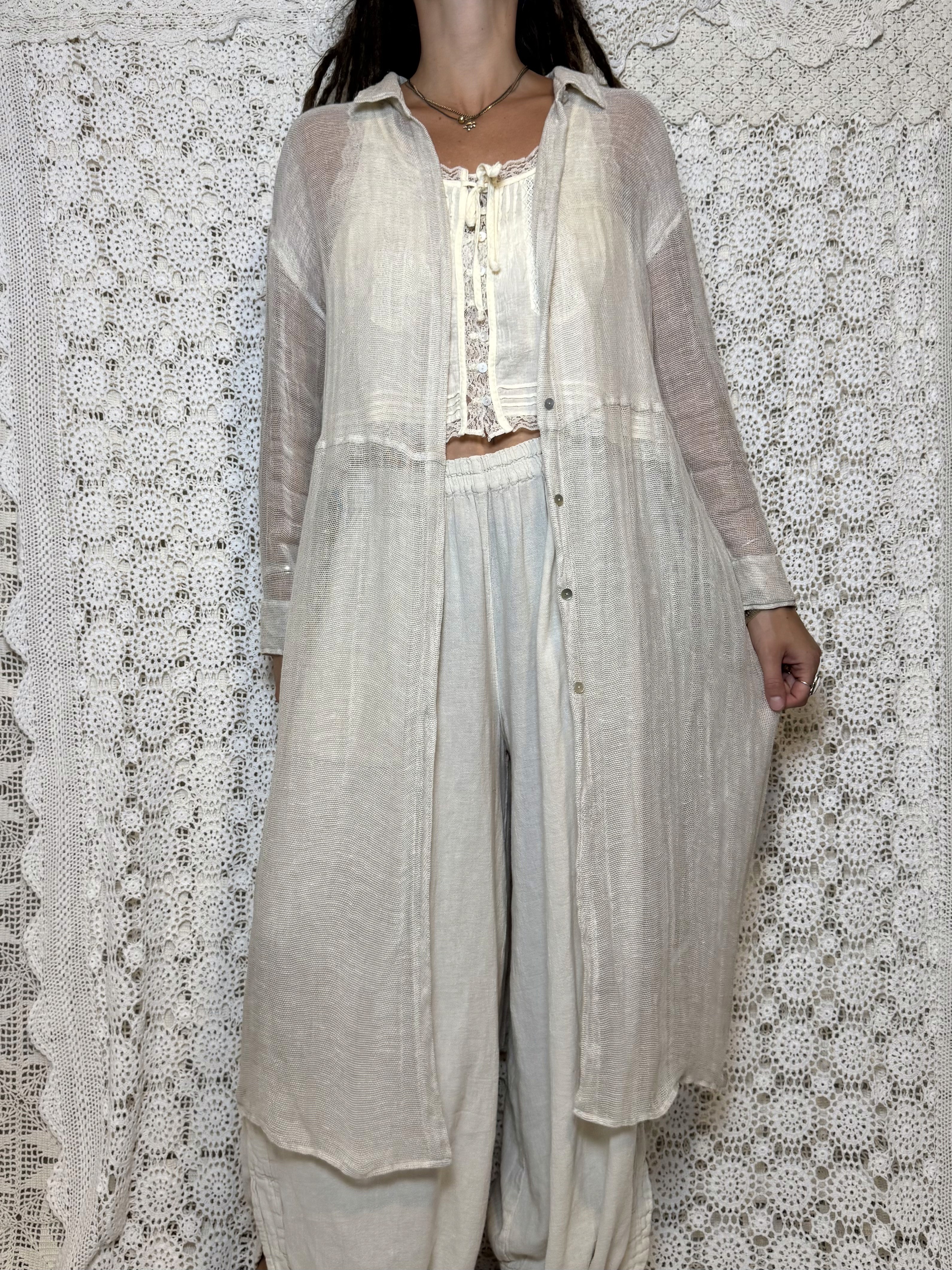 eileen fisher organic linen duster