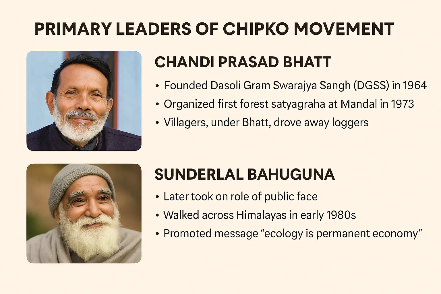 Leaders of Chipko Movement