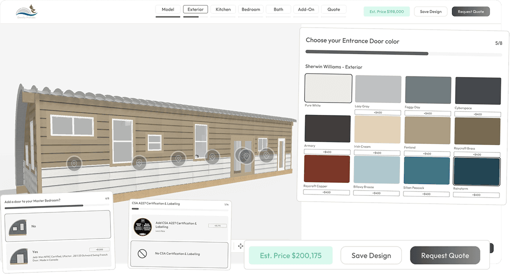 3D Configurator for tiny homes, container homes, and ADU Businesses