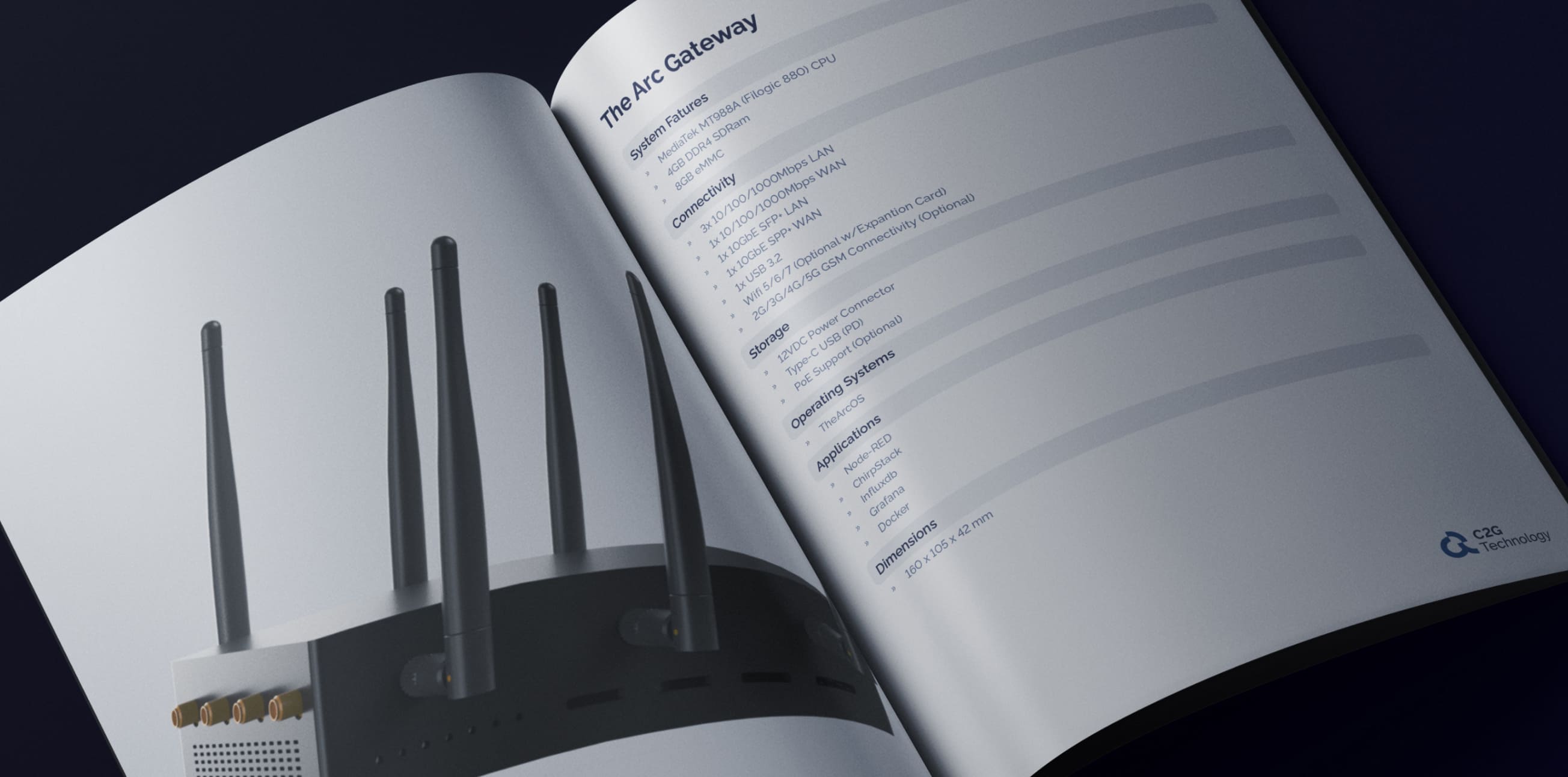 C2g technology Iot Technology Product Catalogue Design by The Ocean Design