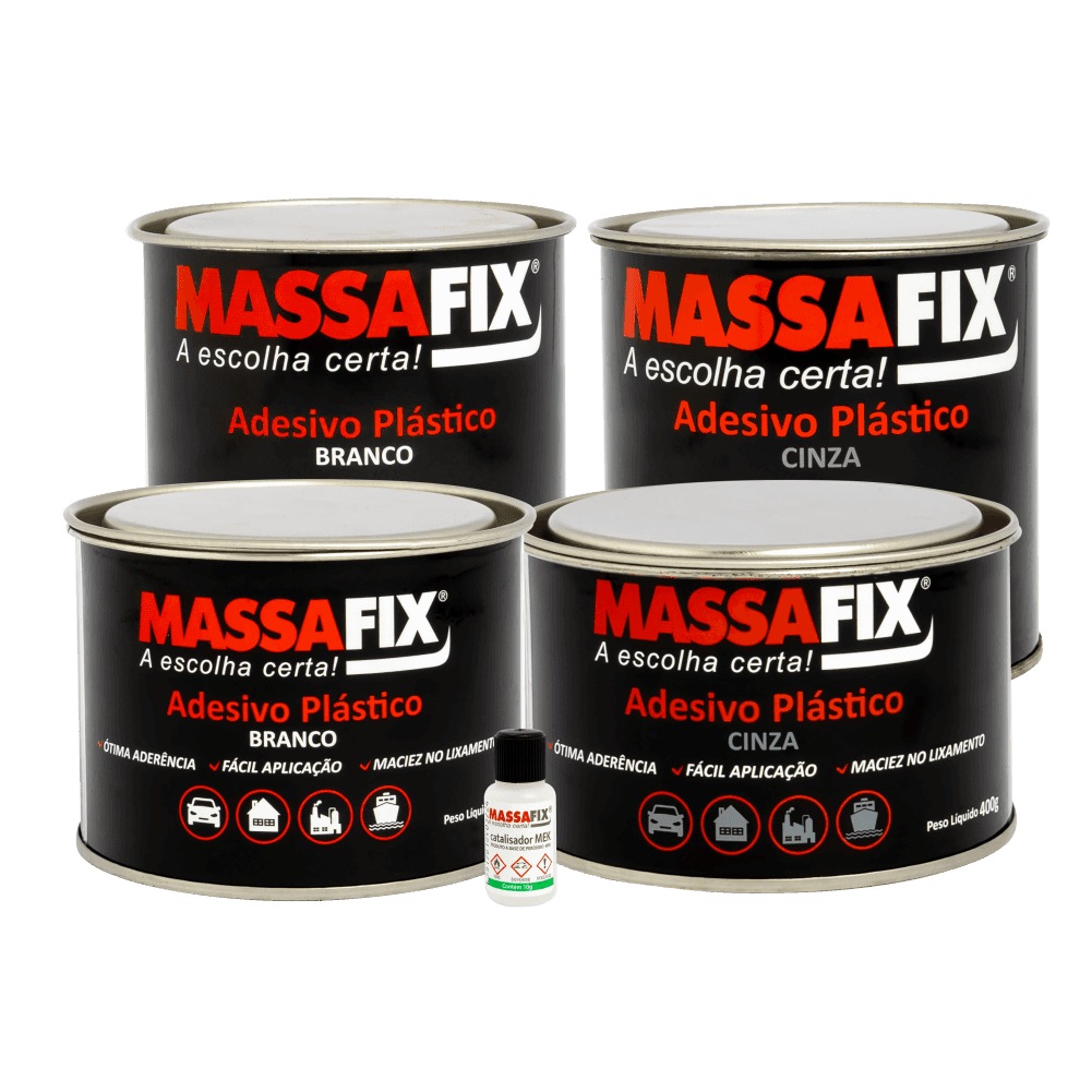 adesivo plástico branco e cinza massa fix