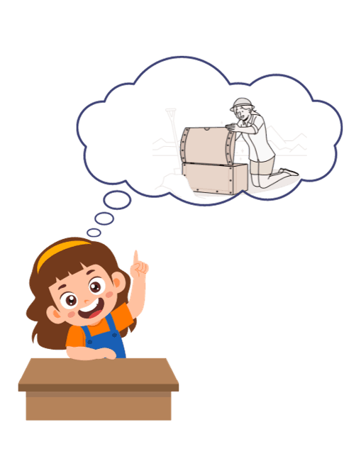 Illustration of a young girl sharing her dream to be an archeologist