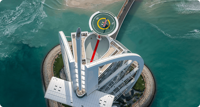 Futuristic car outside a modern building