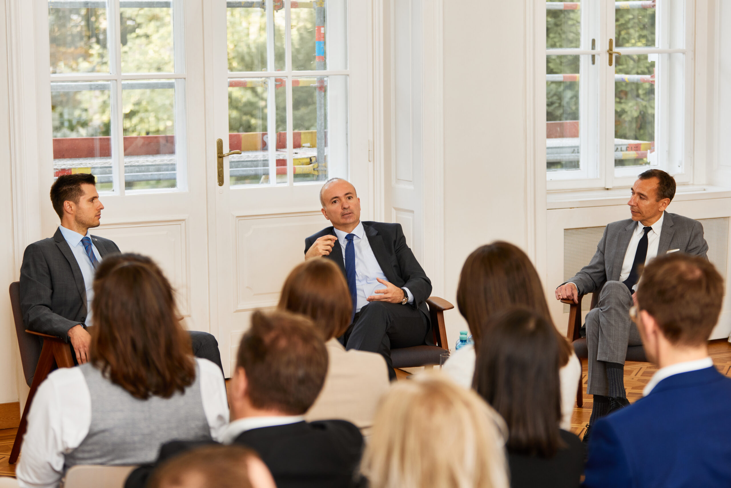 H.E. Rovshan Sadigbayli, the Ambassador of Azerbaijan to Austria , together with Dr. Tamas Csermely, Director of Graduate Studies at LBS and Mr. Alexander Zirkler, Executive Director at LBS
