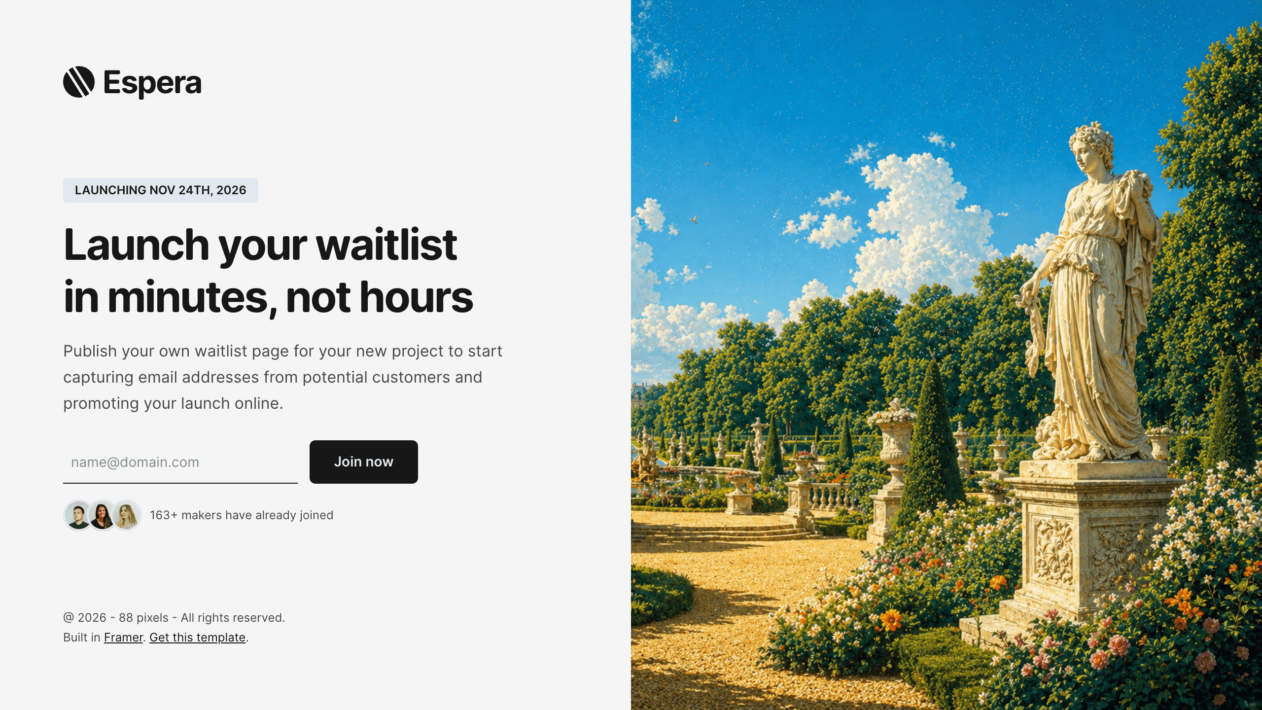 Espera Framer template