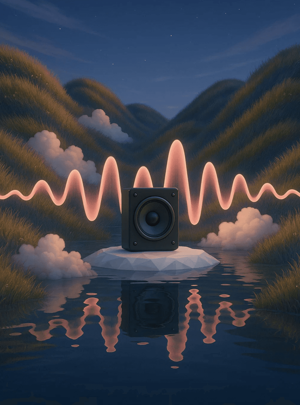 A bathtub on top of a small ice island