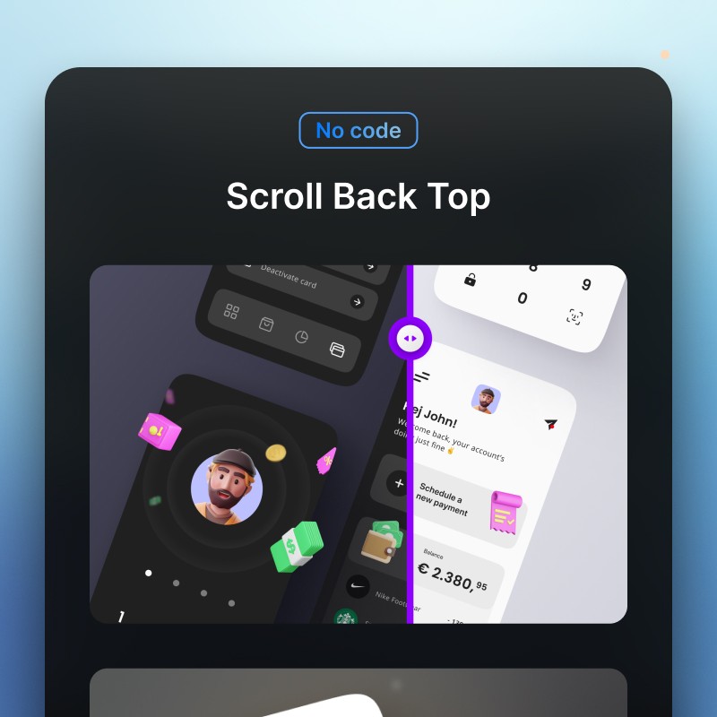 scroll back top code override for framer