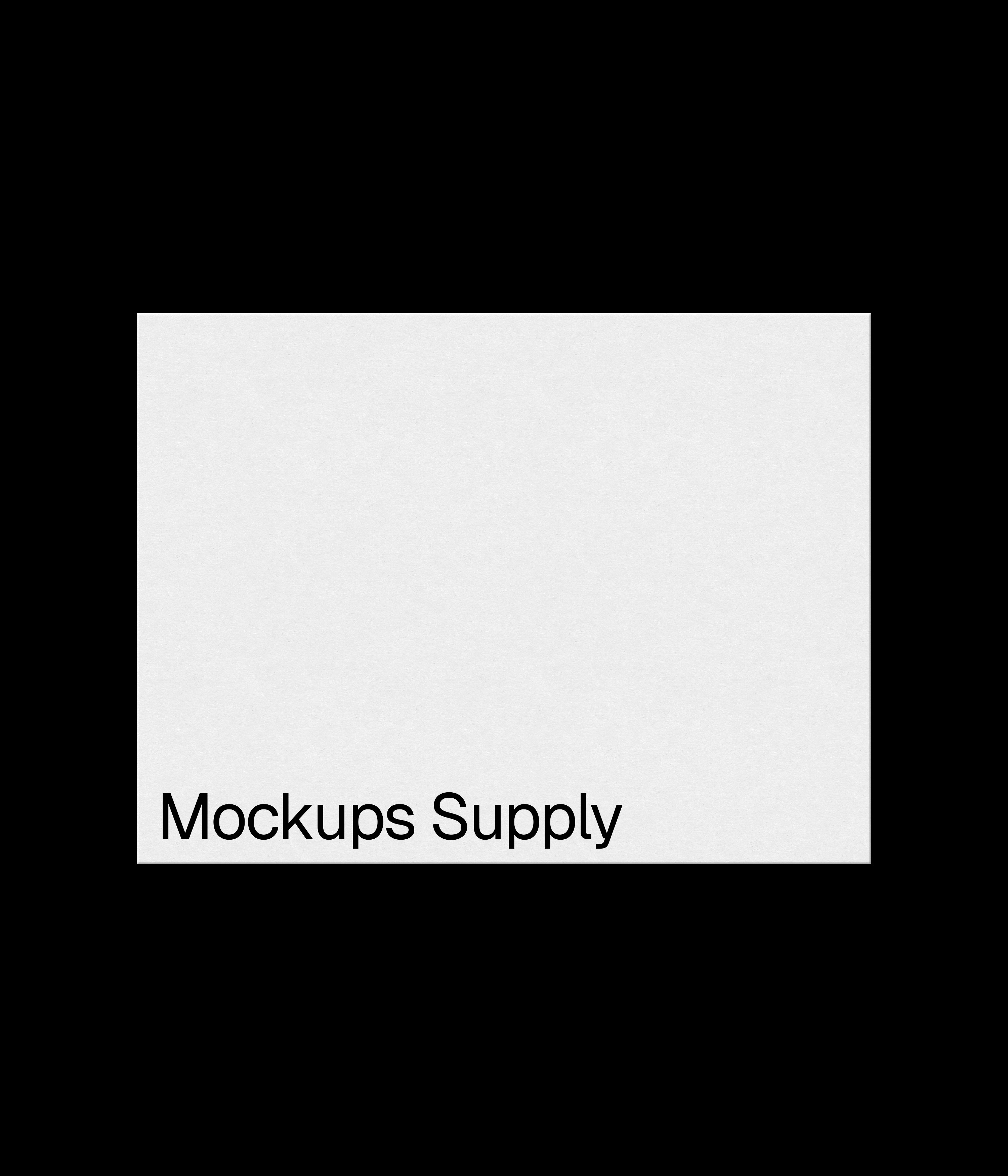 Poster mockup 4:3 landscape for Photoshop with debossed text effect, editable poster color, clean minimal black and white print branding presentation