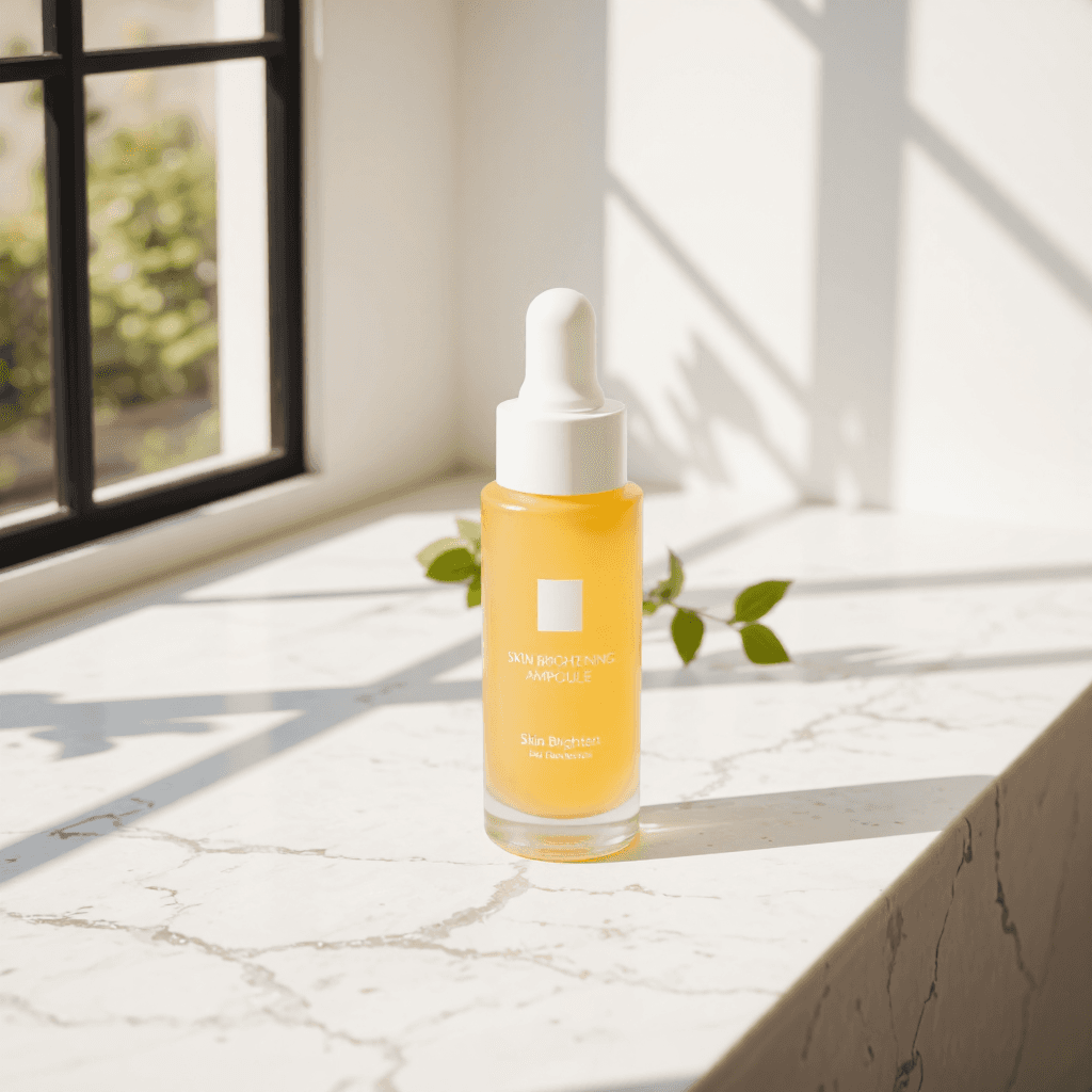 product photography of a bottle of skin brightening ampoule