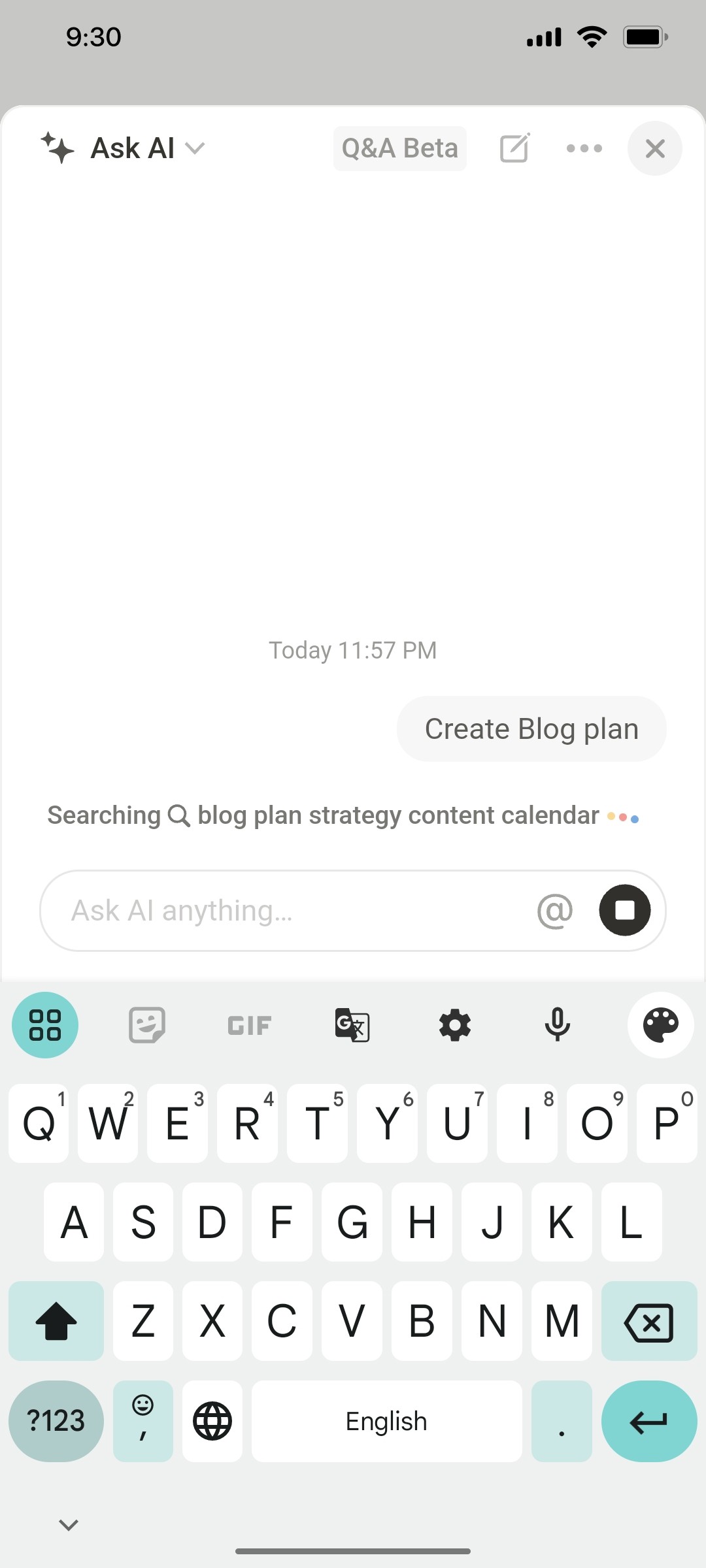 Notion App Ask AI Screen