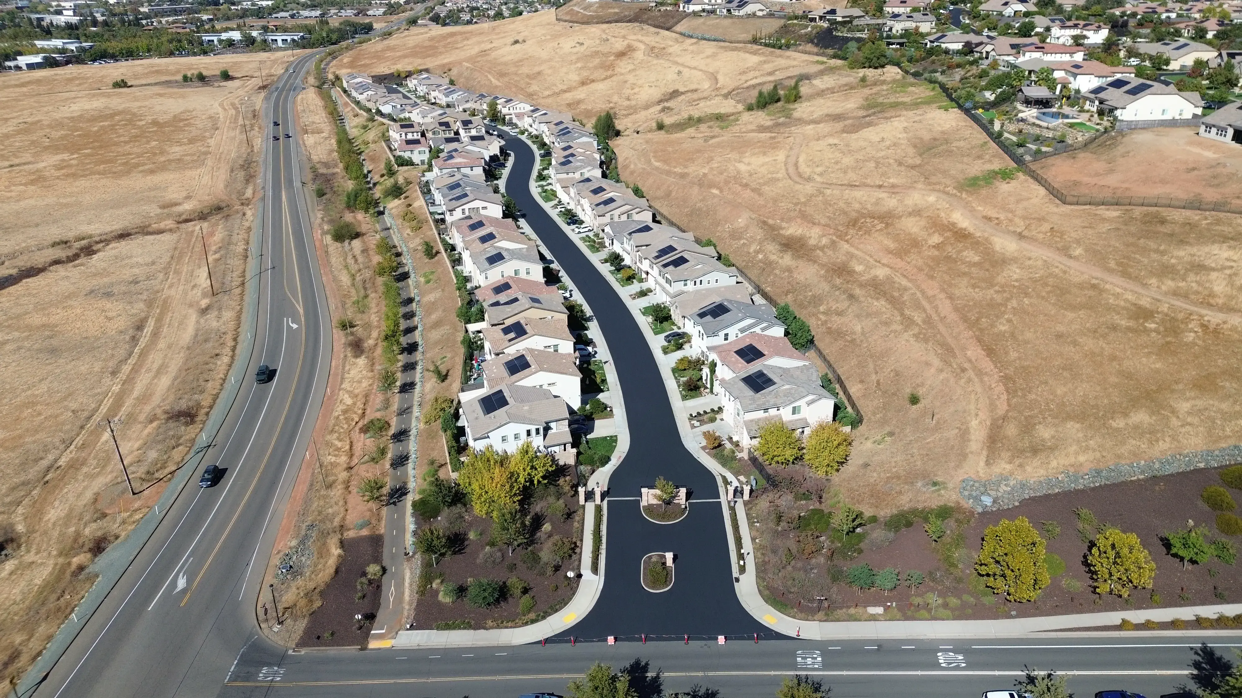 Aerial photo of private HOA asphalt road project