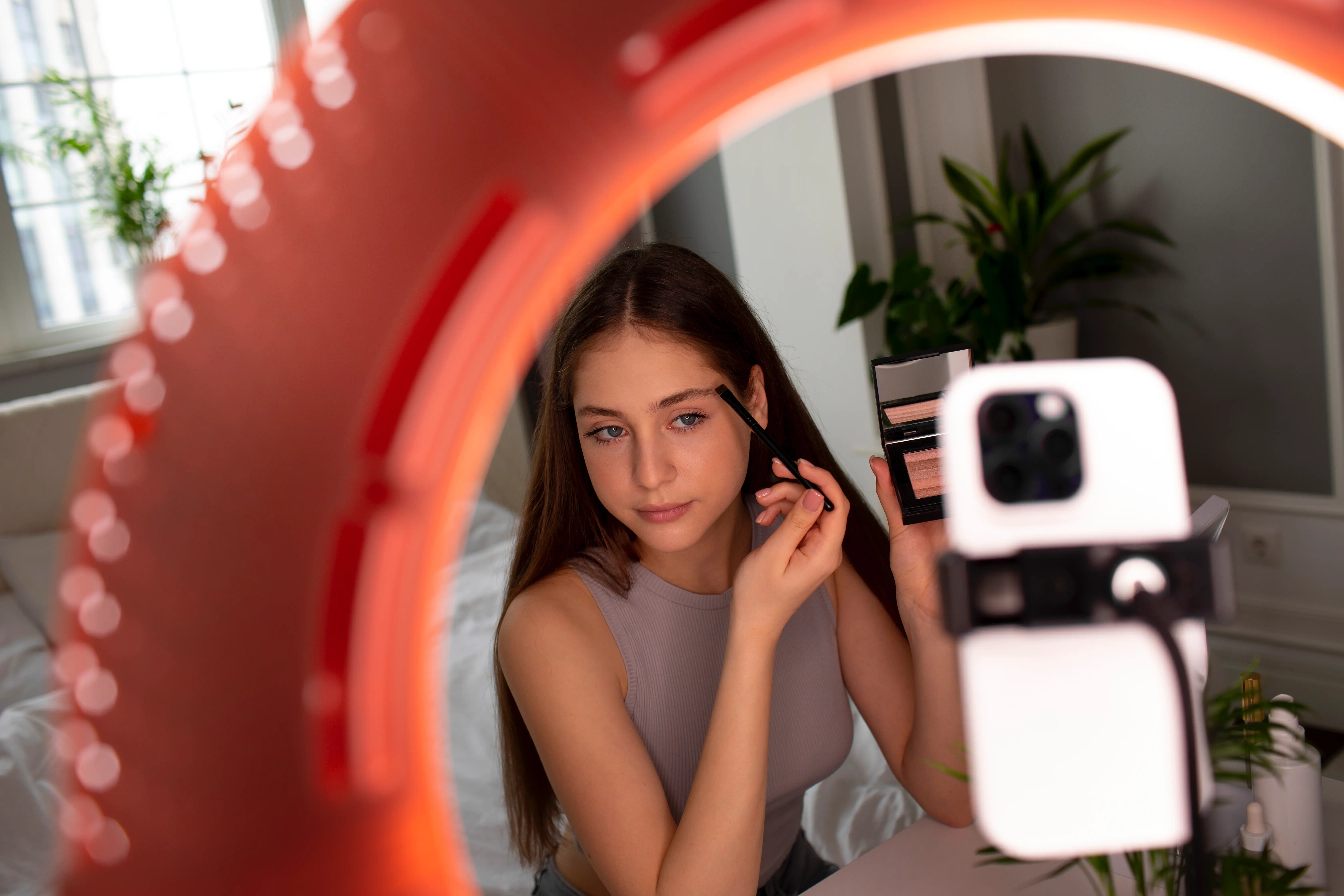 Influencer Sitting In Front Of a Mirror