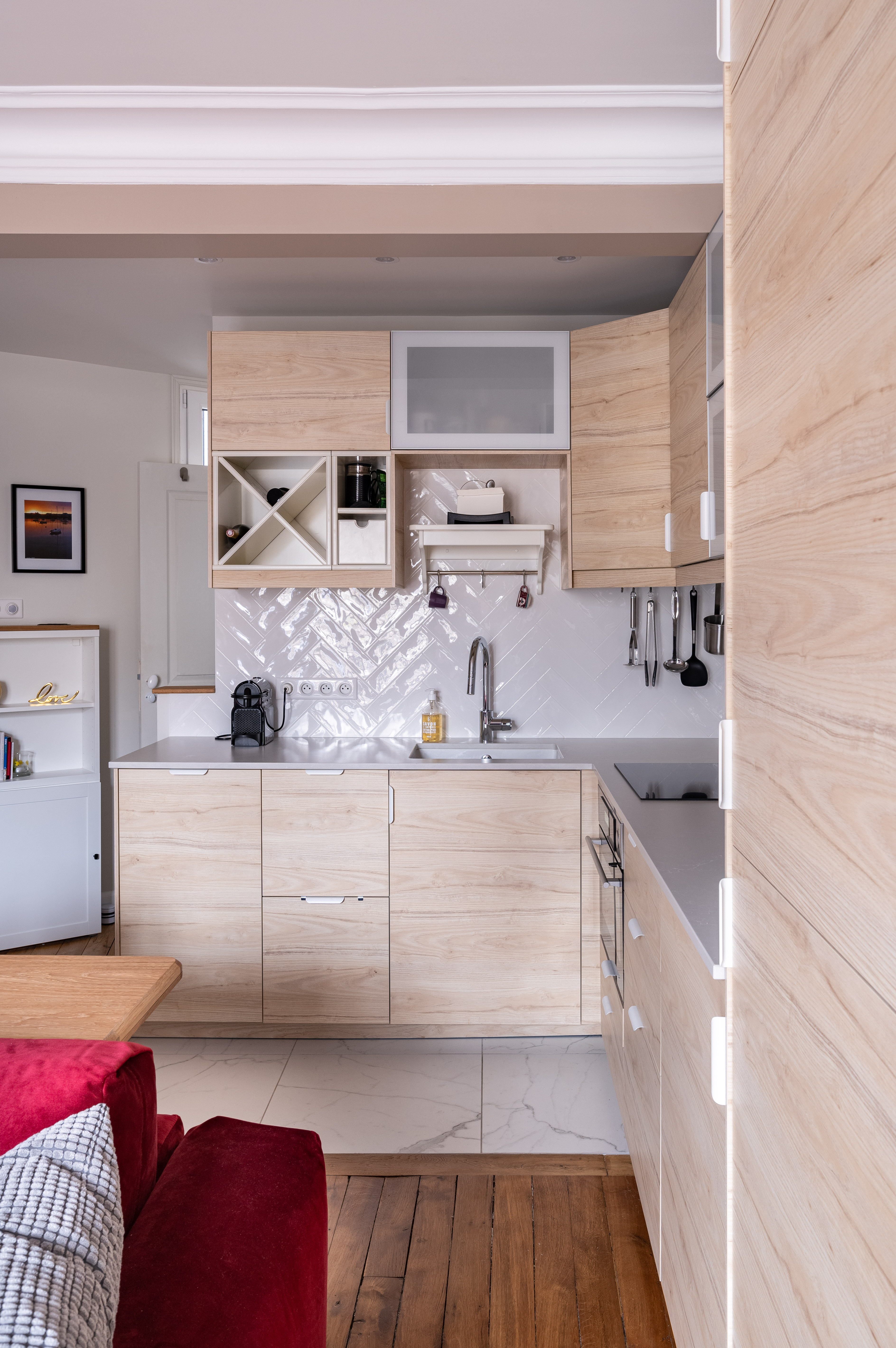 Dark theme washroom with plants view from window