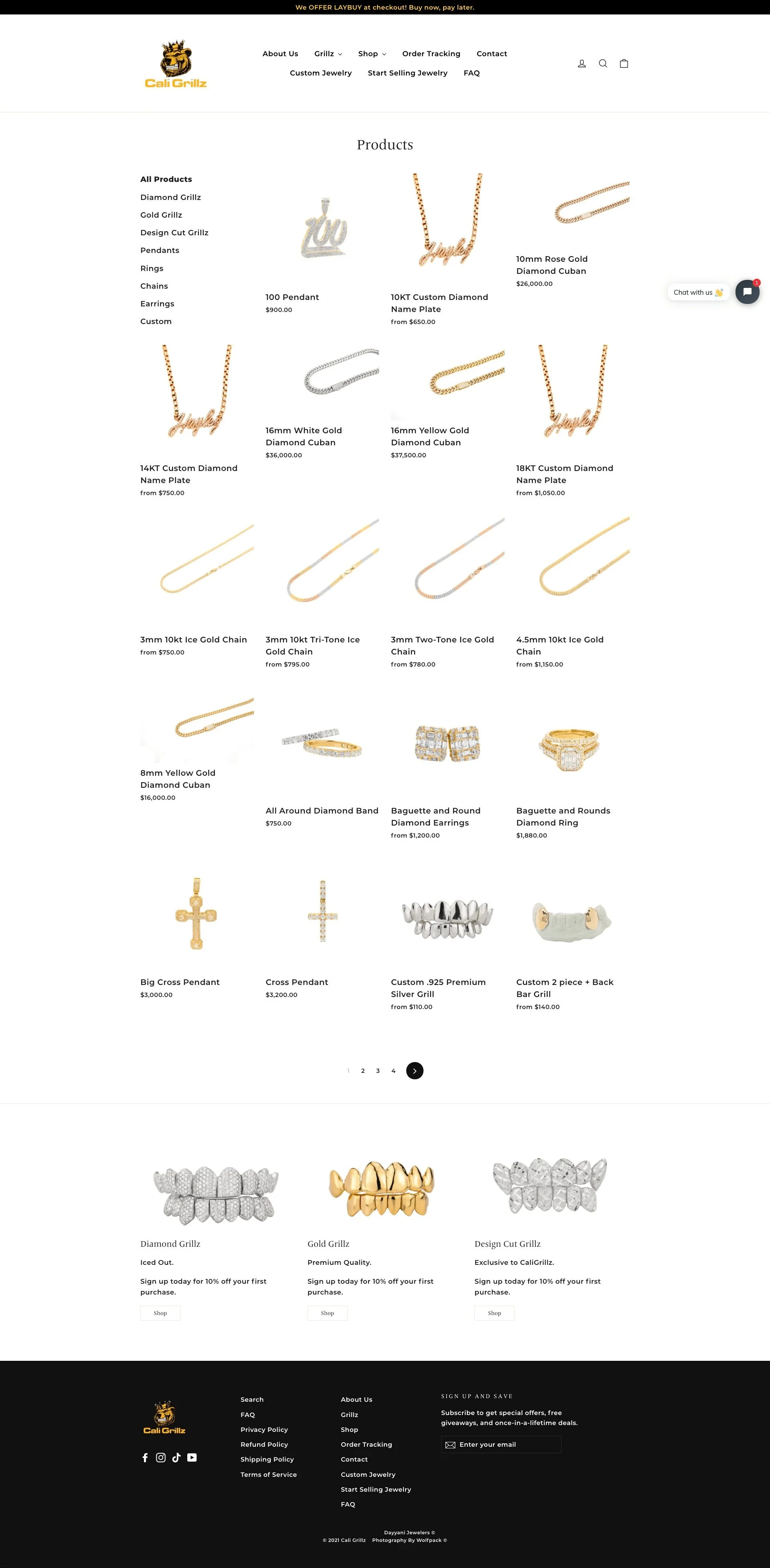 All-Products-Collection page for caligrillz website developed & designed by Dreams Agency Mississauga, Ontario