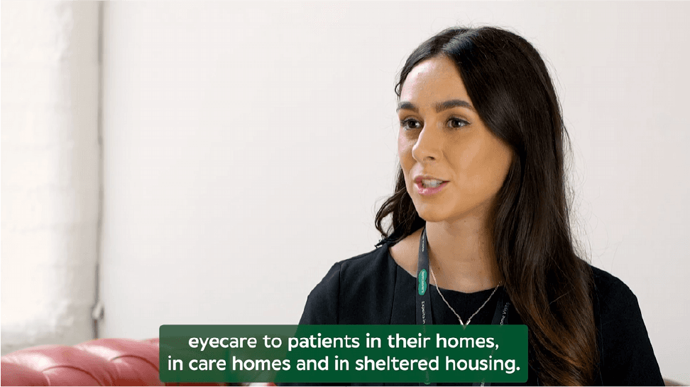 A screengrab from the final video. The optometrist is being interviewed.