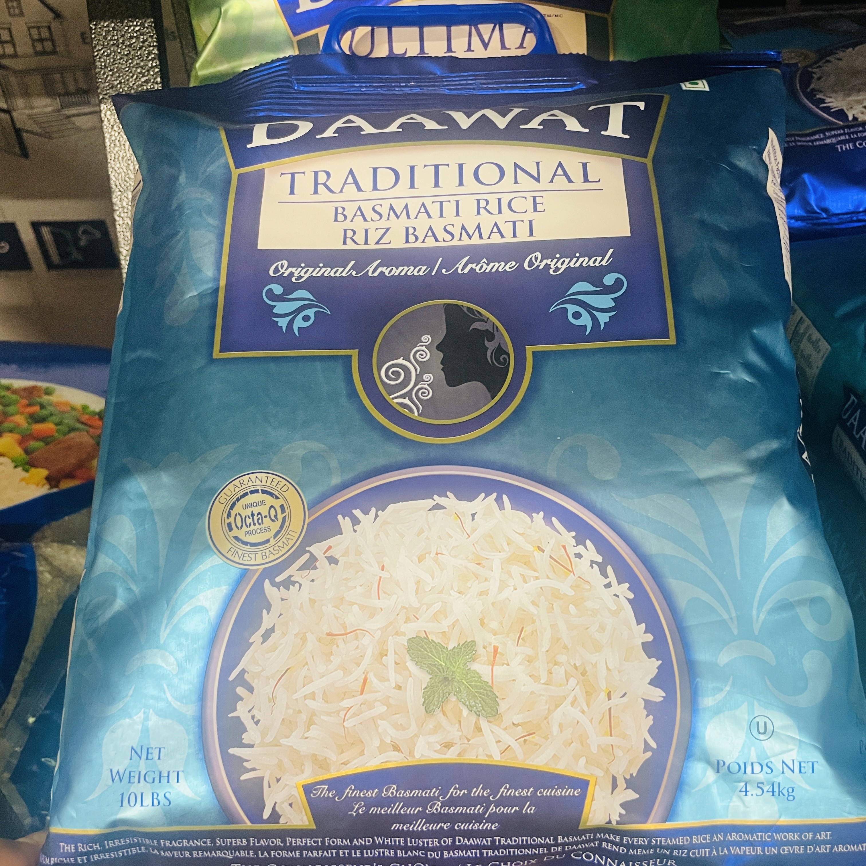 Daawat Traditional basmati rice, original aroma, at International Food Market Orlando.