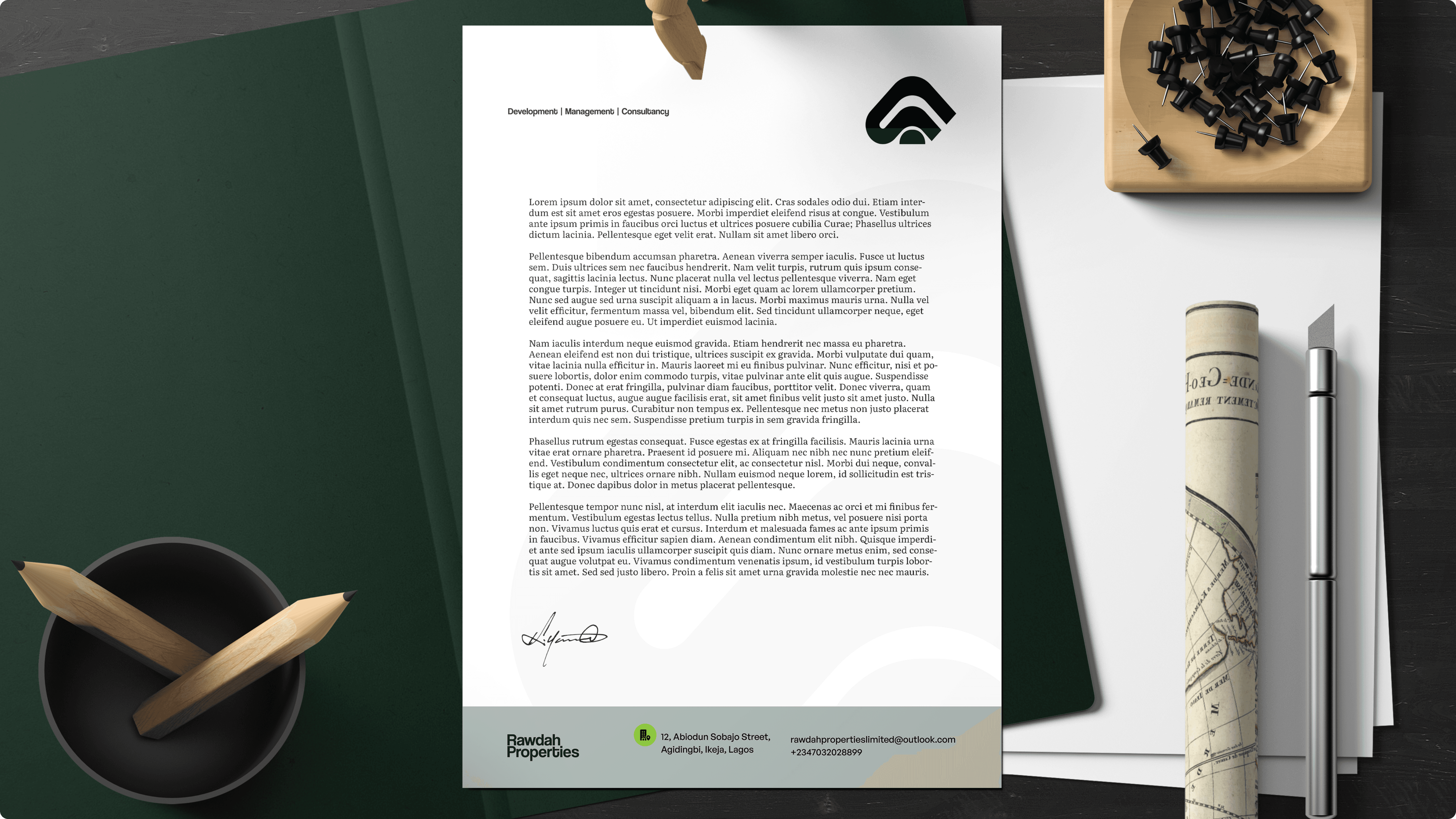 Close-up of a black smartphone’s top-left corner showing the Orbita app icon—a rounded square with the white globe grid on a green gradient—beside the Calendar and Mail icons, time reading 9:41.