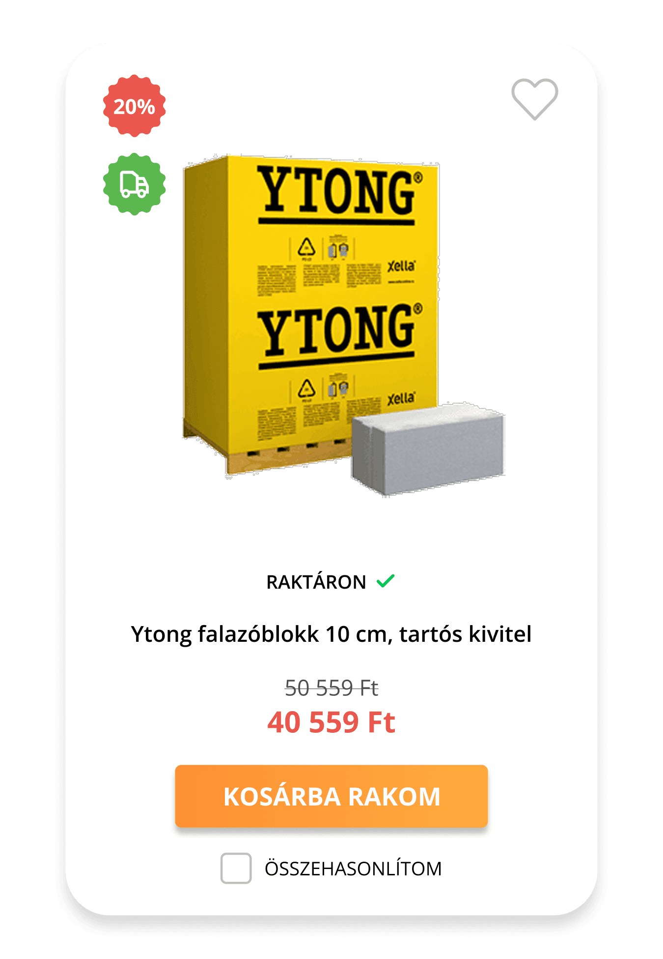 Logishop B2B webshop termékkártya