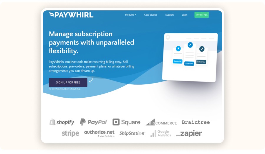 Paywhirl homepage