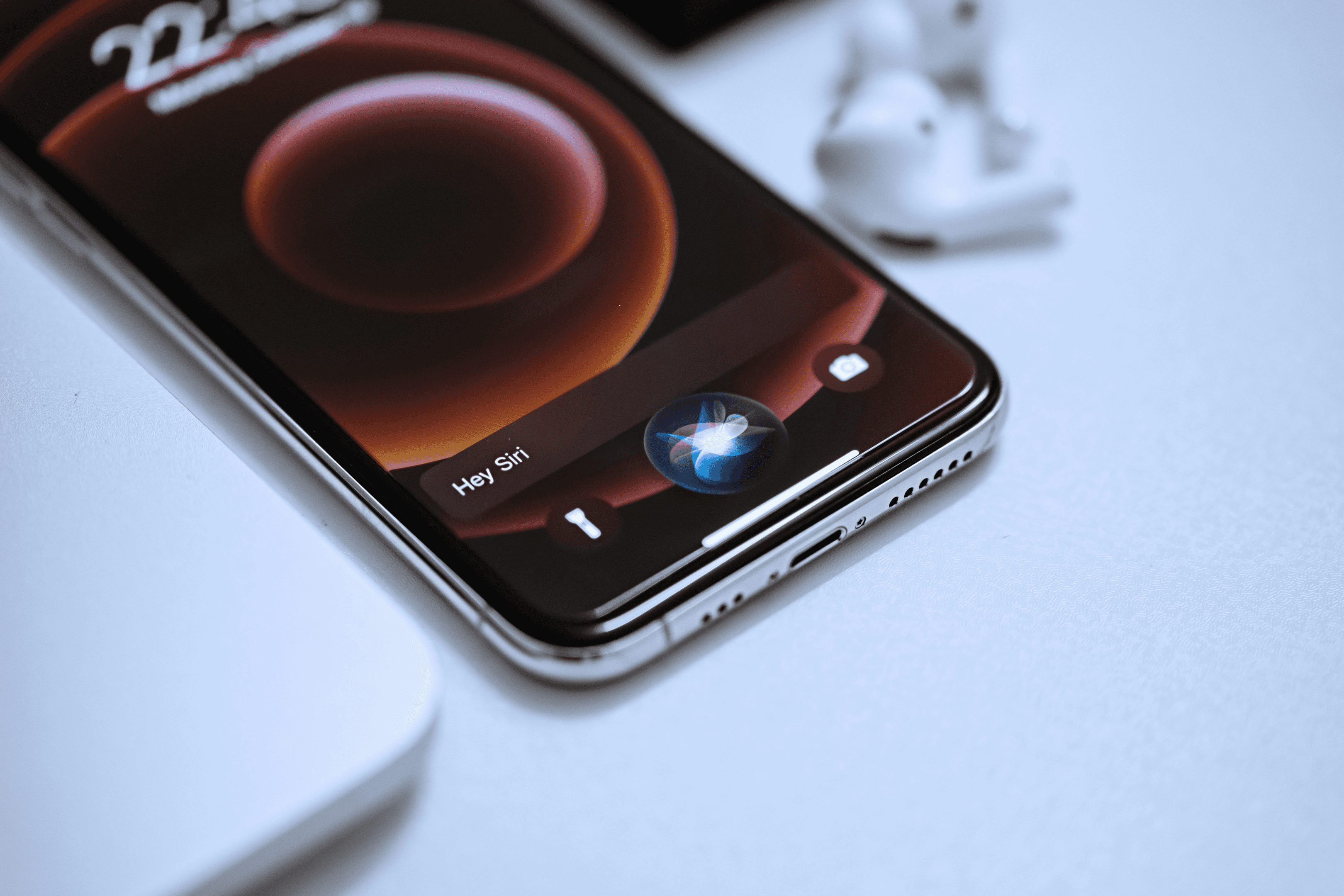 A phone with activated Siri