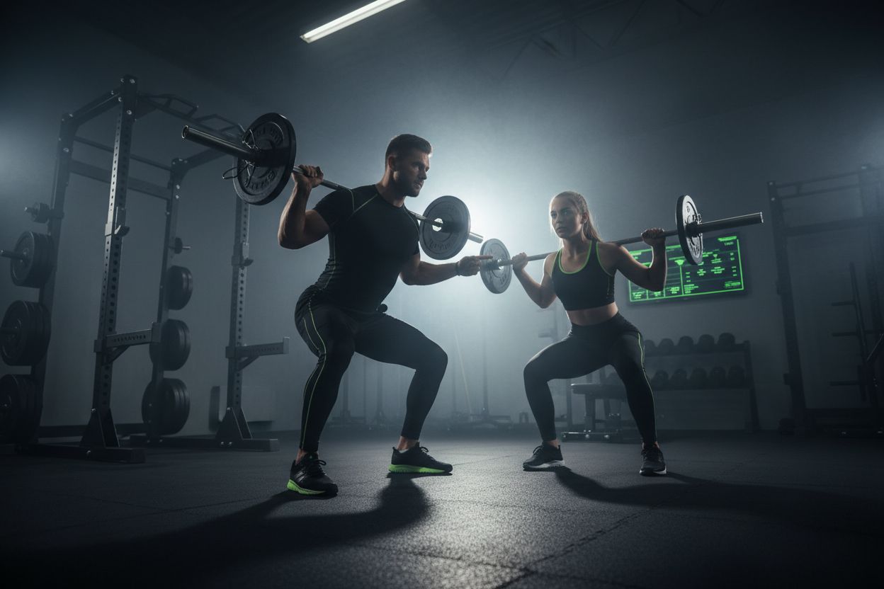 Coach pointing out squat form