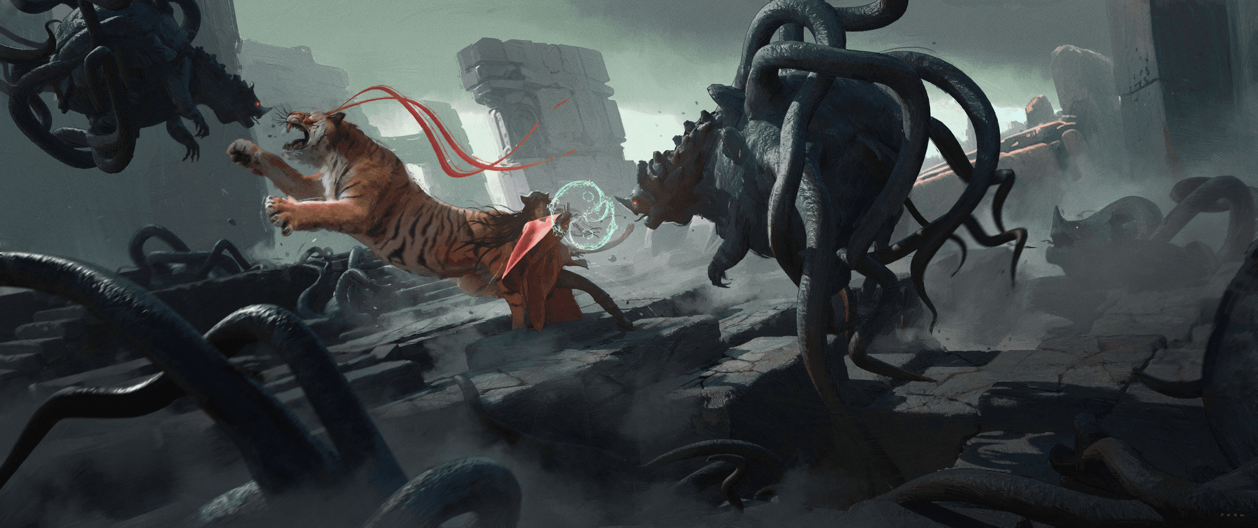 Tigris & Michis concept art – immersive scene design with mystical creatures