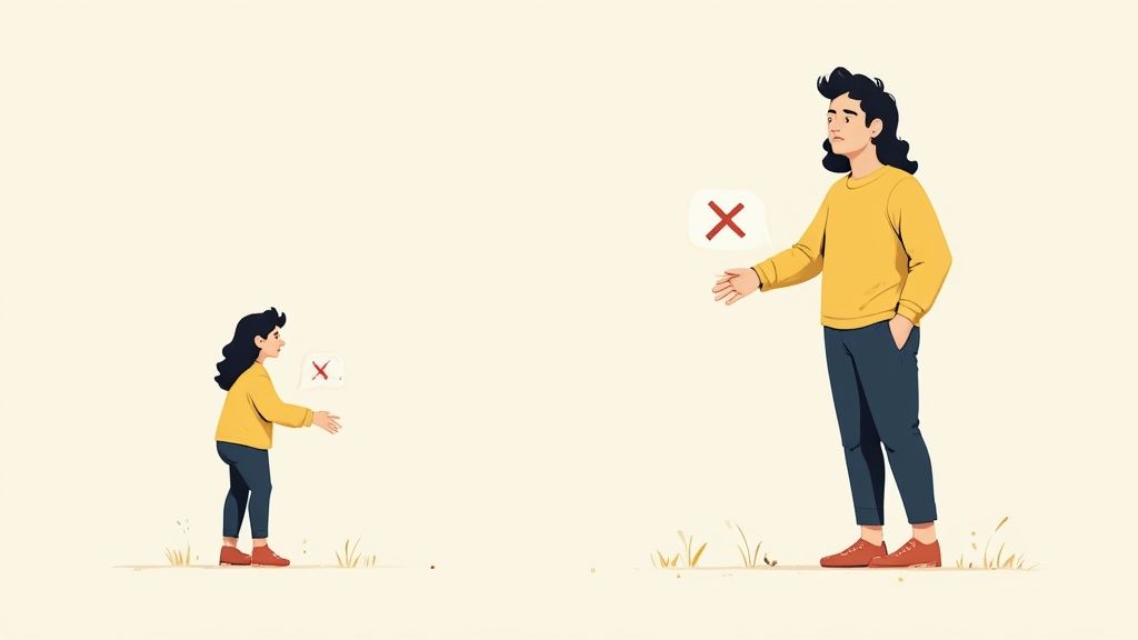 Eine Lupe vergrößert ein verpixeltes Bewerbungsfoto, um den Fehler zu verdeutlichen