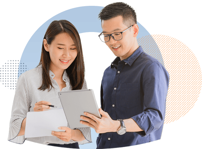 image showcasing professionals engaged in productive business discussions while using Oway's digital solutions.