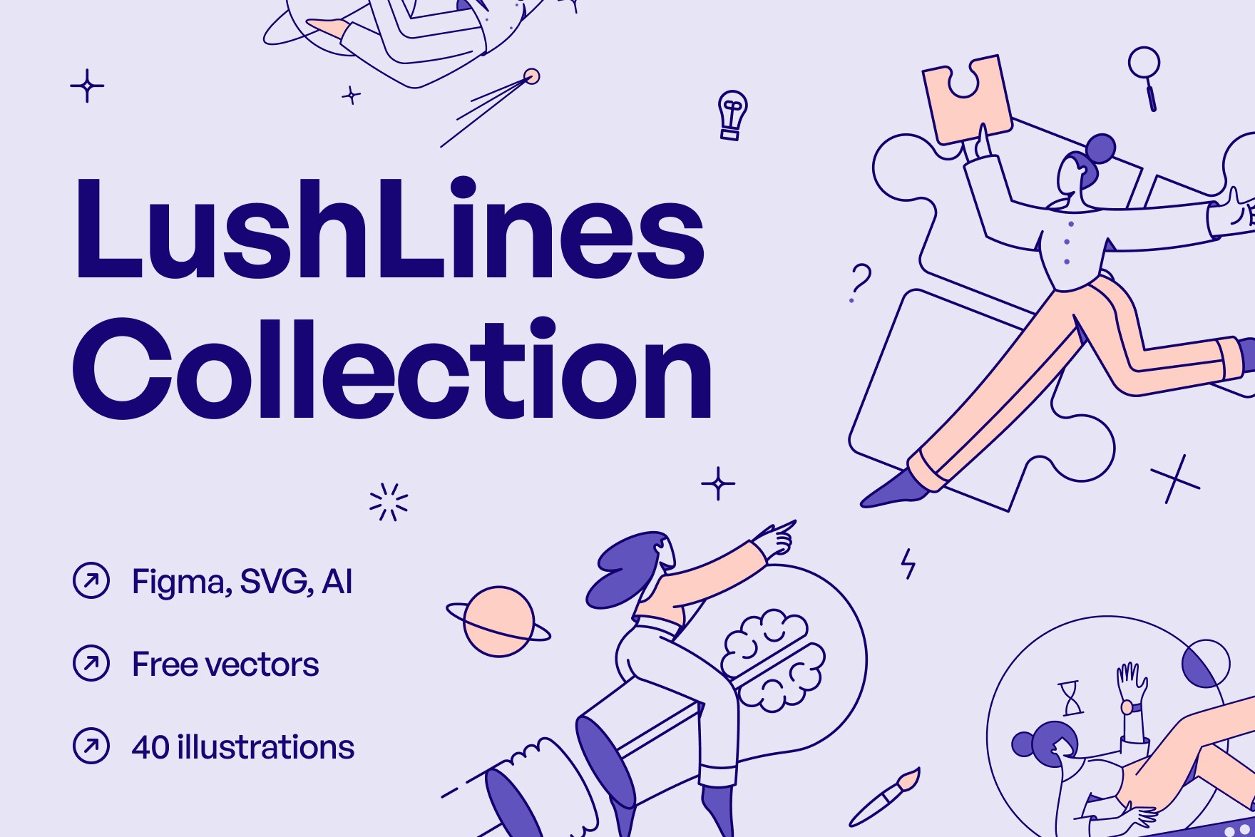 Overview of the LushLines Collection, a captivating and vibrant illustration set. Diverse illustrations with lush color palettes, ideal for adding artistic flair to various projects. Scalable vector format ensures seamless integration into different design elements.